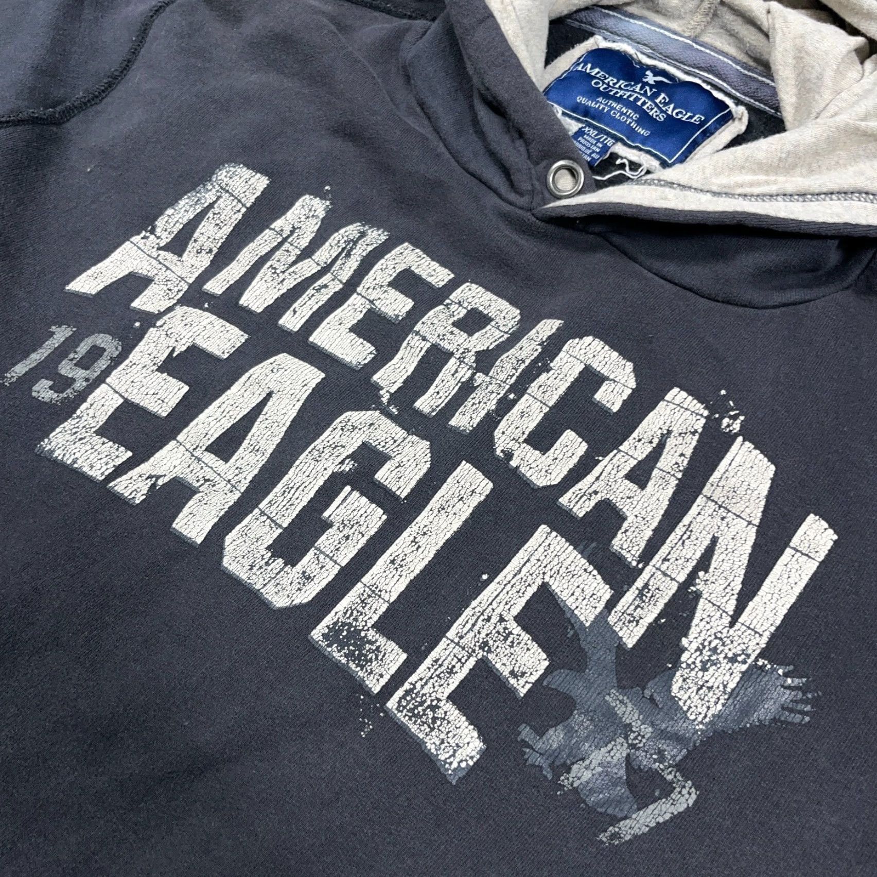 American Eagle Outfitters VINTAGE American Eagle Outfitters Hoodie Men 2XL Black Sweatshirt Hooded Embroidered Logo Graphic Print Size US XXL / EU 58 / 5 - 5 Thumbnail