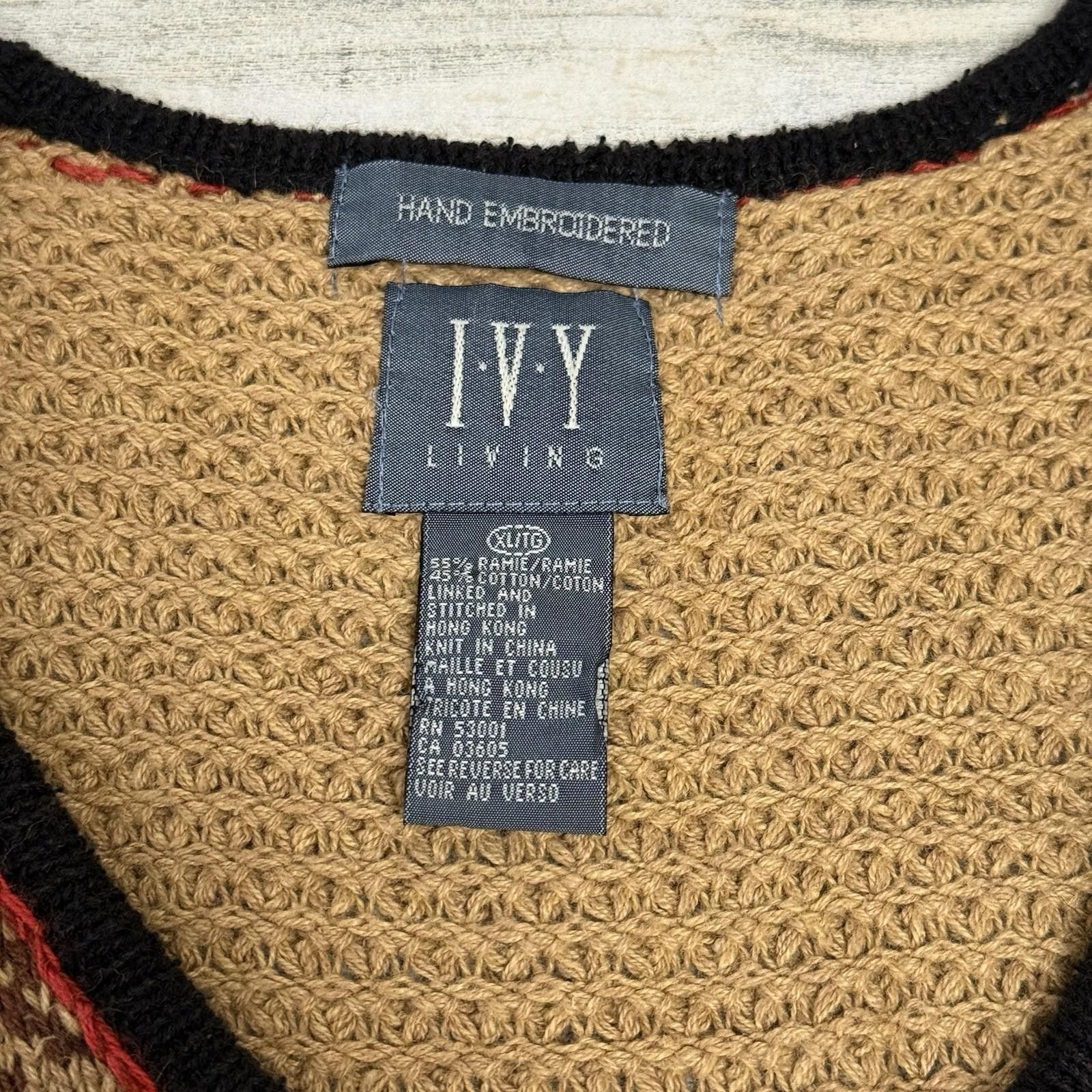 Designer Vintage Embroidered Coffee Vest Zip Up Womens XL Size XL / US 12-14 / IT 48-50 - 6 Thumbnail