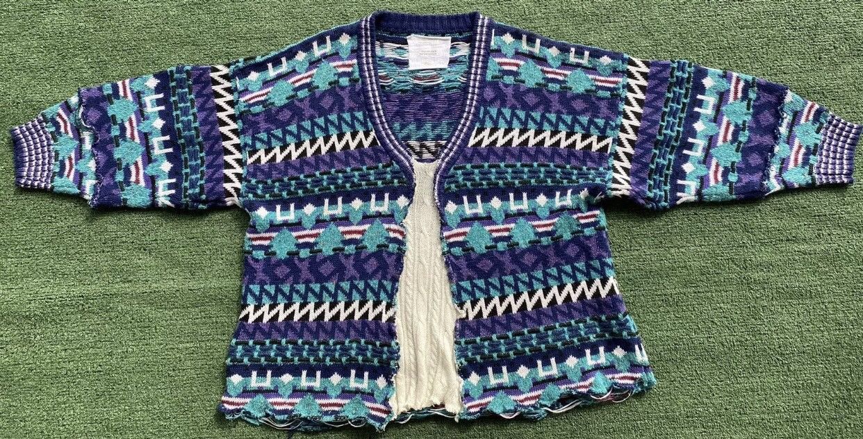 Handmade Up Cycled Colorful Pattern One Of A Kind Sweater Large Size L / US 10 / IT 46 - 3 Thumbnail