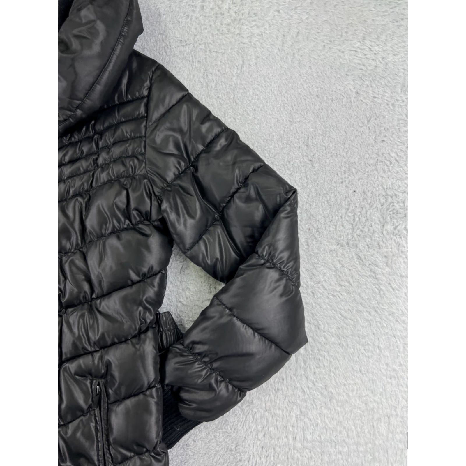 Vintage Love Token Jacket Womens XS Black Puffer Long Zip Belted Full Zip Hooded Quilted Solid Polyester Jacket Size XS / US 0-2 / IT 36-38 - 6 Thumbnail