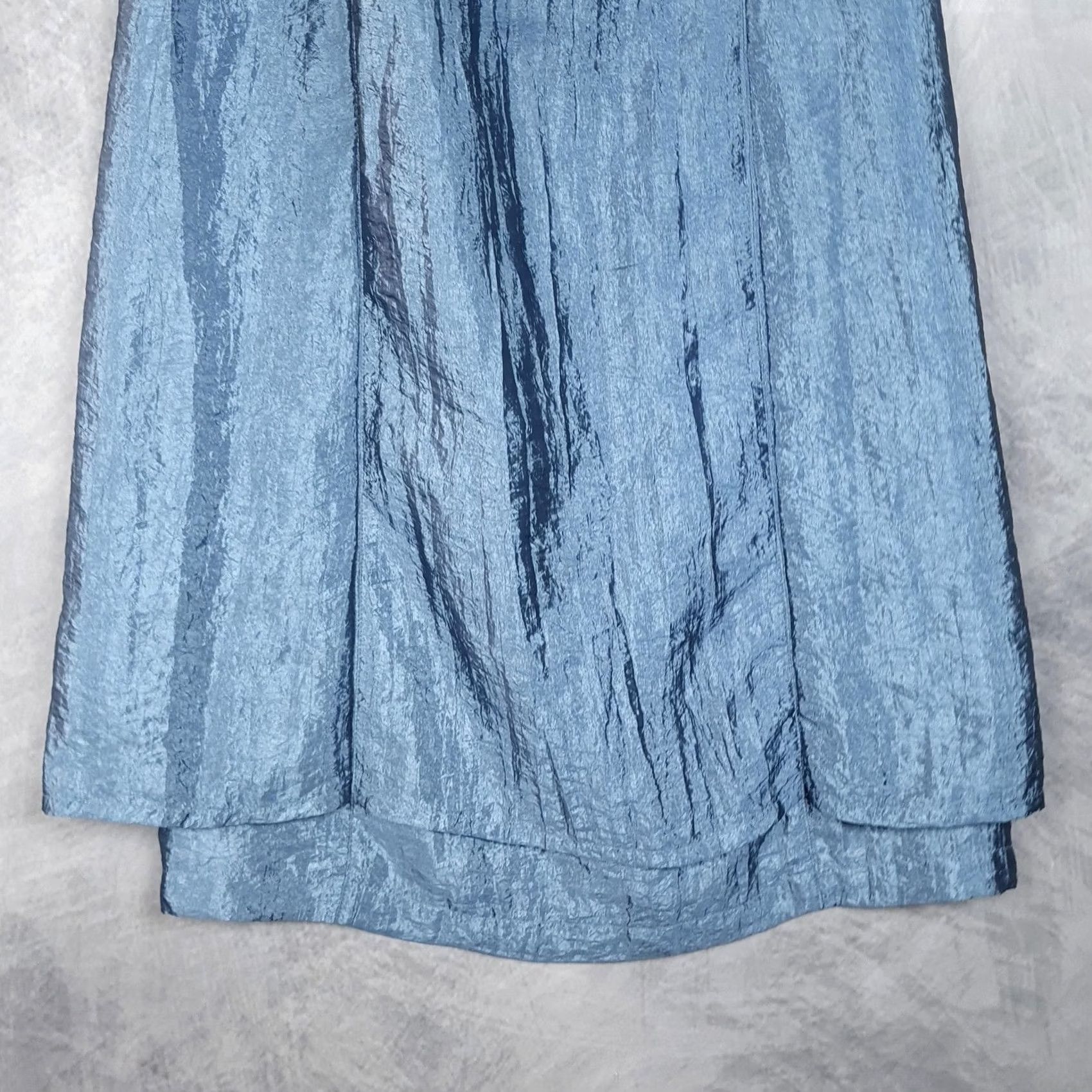 Free People VINTAGE Free People Skirt Maxi Juniors 7 Blue Satin Layered Wrap Tie Back Seamed 90s 2000s Womens Size 28" / US 6 / IT 42 - 4 Thumbnail