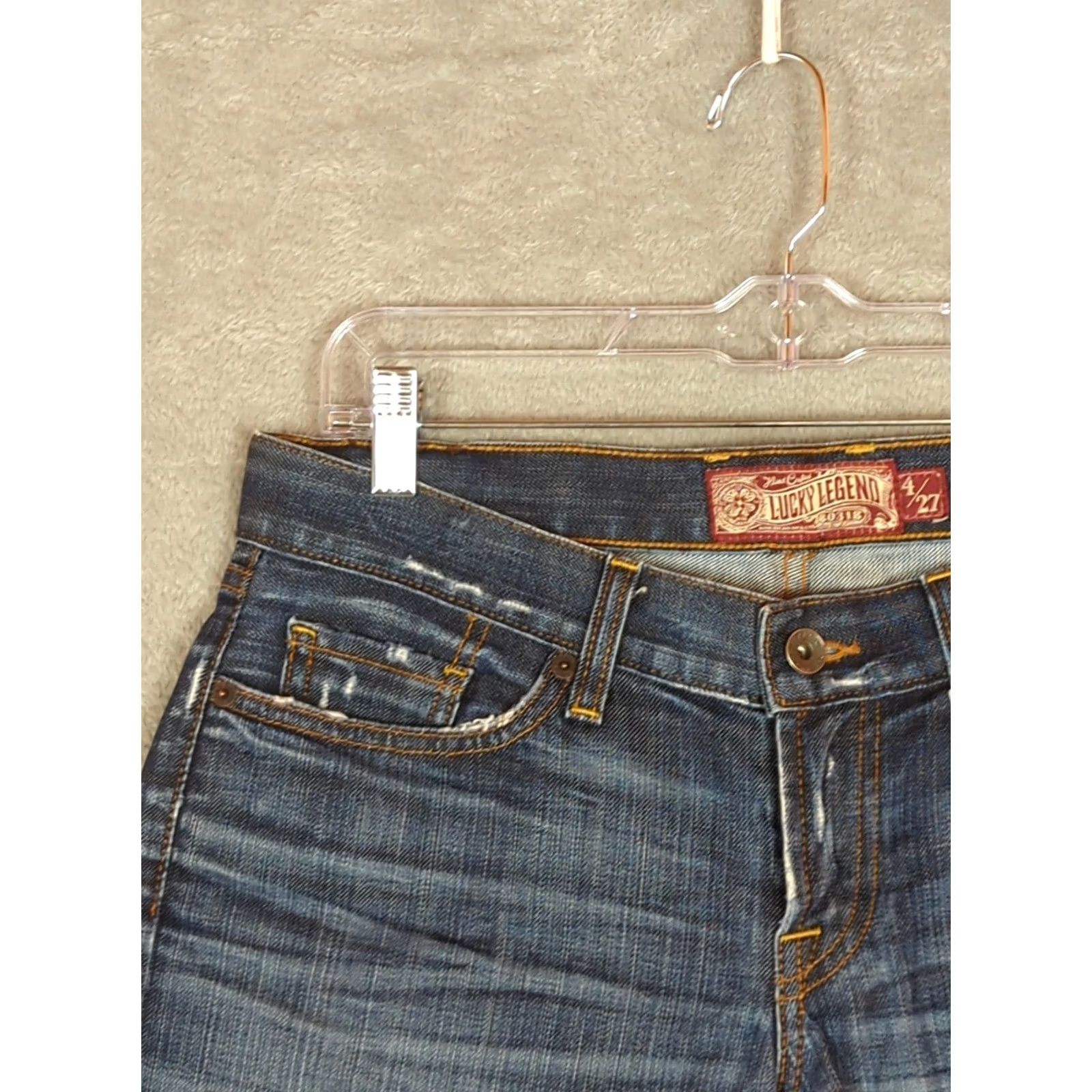 Lucky Brand Lucky Brand Shorts Womens 4 Blue Denim Riley Frayed Hem Whisker Distress selvage Distressed 5-Pocket Denim Shorts Blue Regular Size 27" / US 4 / IT 40 - 3 Thumbnail
