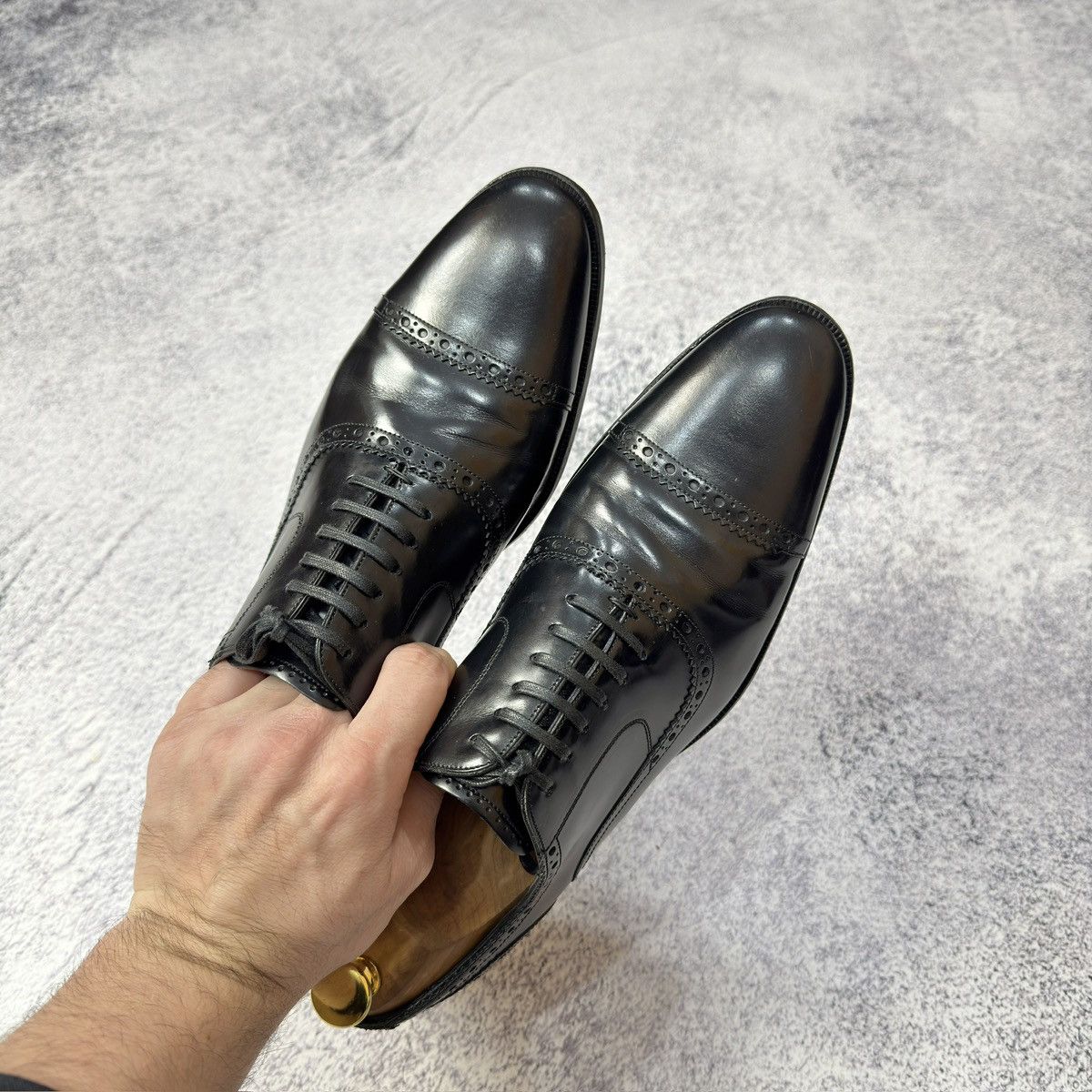 Dolce & Gabbana × Handmade D&G Mens Black Oxfords Brogues US9.5 UK8.5 EU42.5 27.5cm Size US 9.5 / EU 42-43 - 11 Thumbnail
