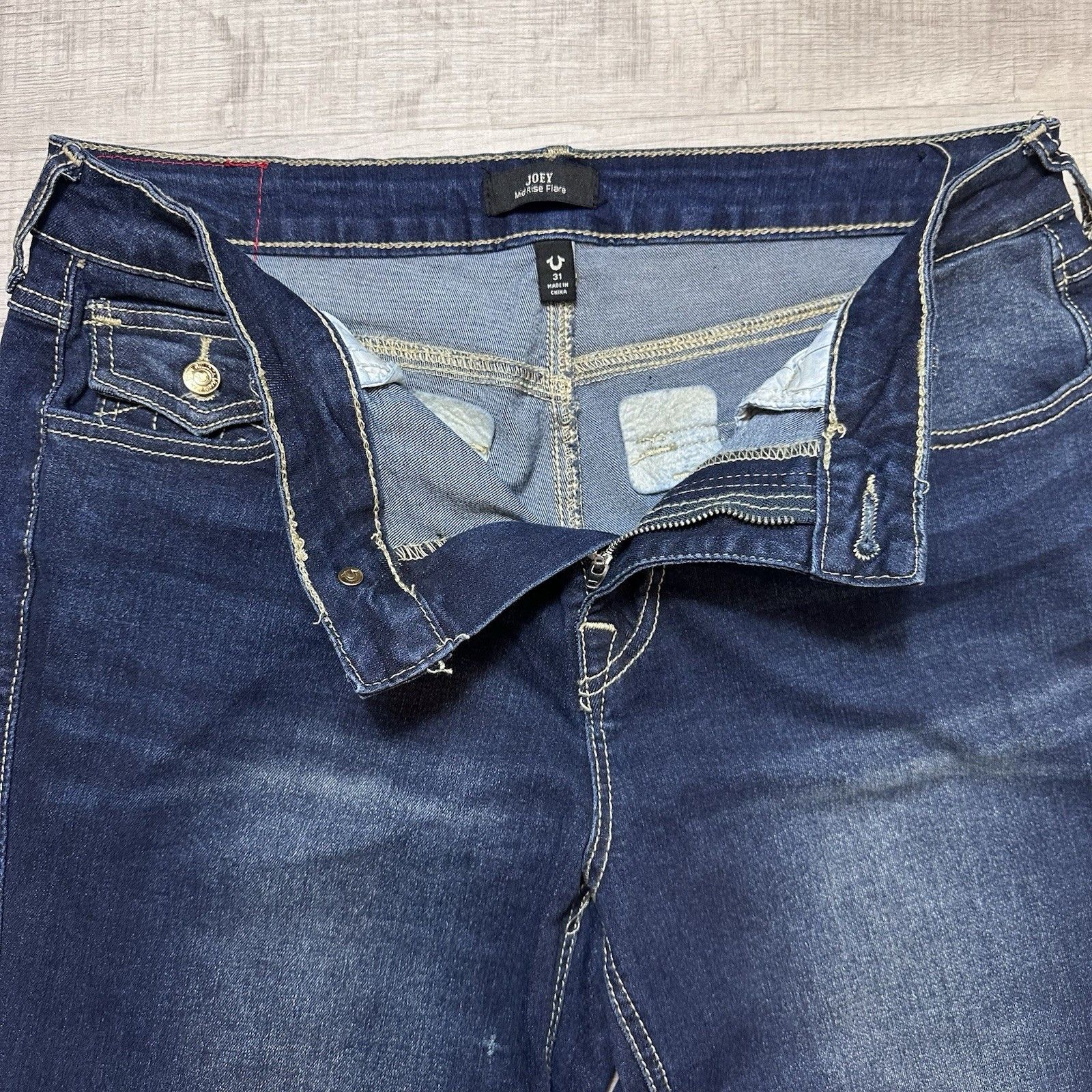 True Religion True Religion Women's 31 Joey Twisted Flare Mid Rise Jeans Size 31" - 5 Thumbnail