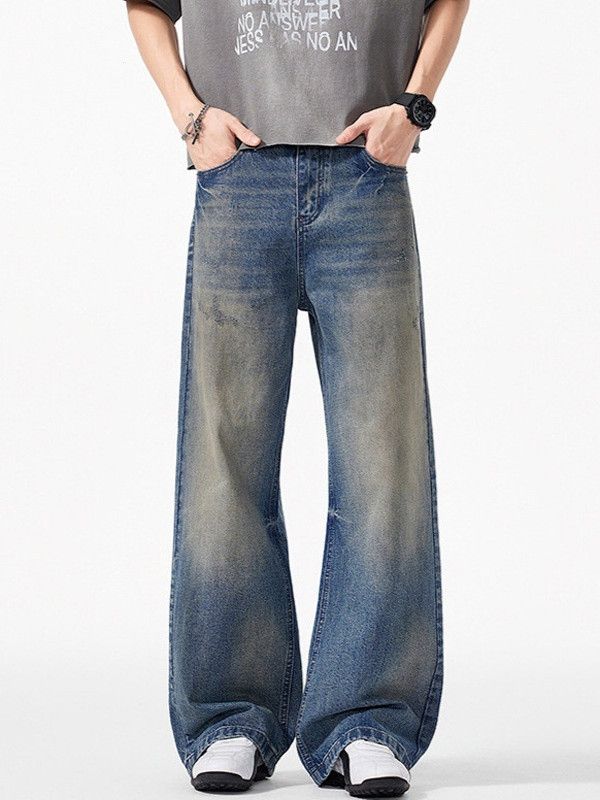 Vintage American retro distressed wash Vibe straight jeans for men Size US 32 / EU 48 - 1 Thumbnail