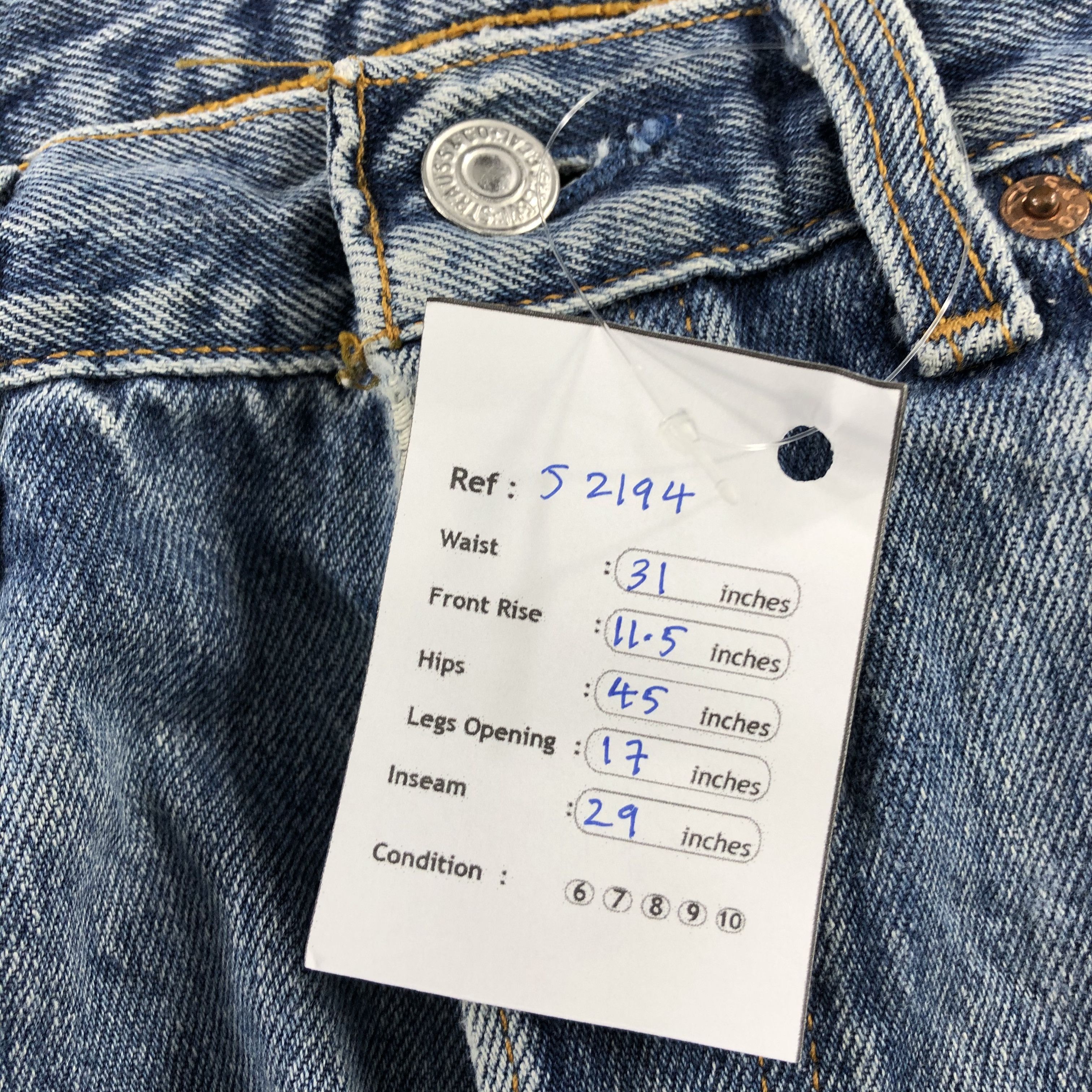 Levi's 90s Vintage Light Wash Levis 501 Jeans-J2194 Size US 31 - 13 Thumbnail