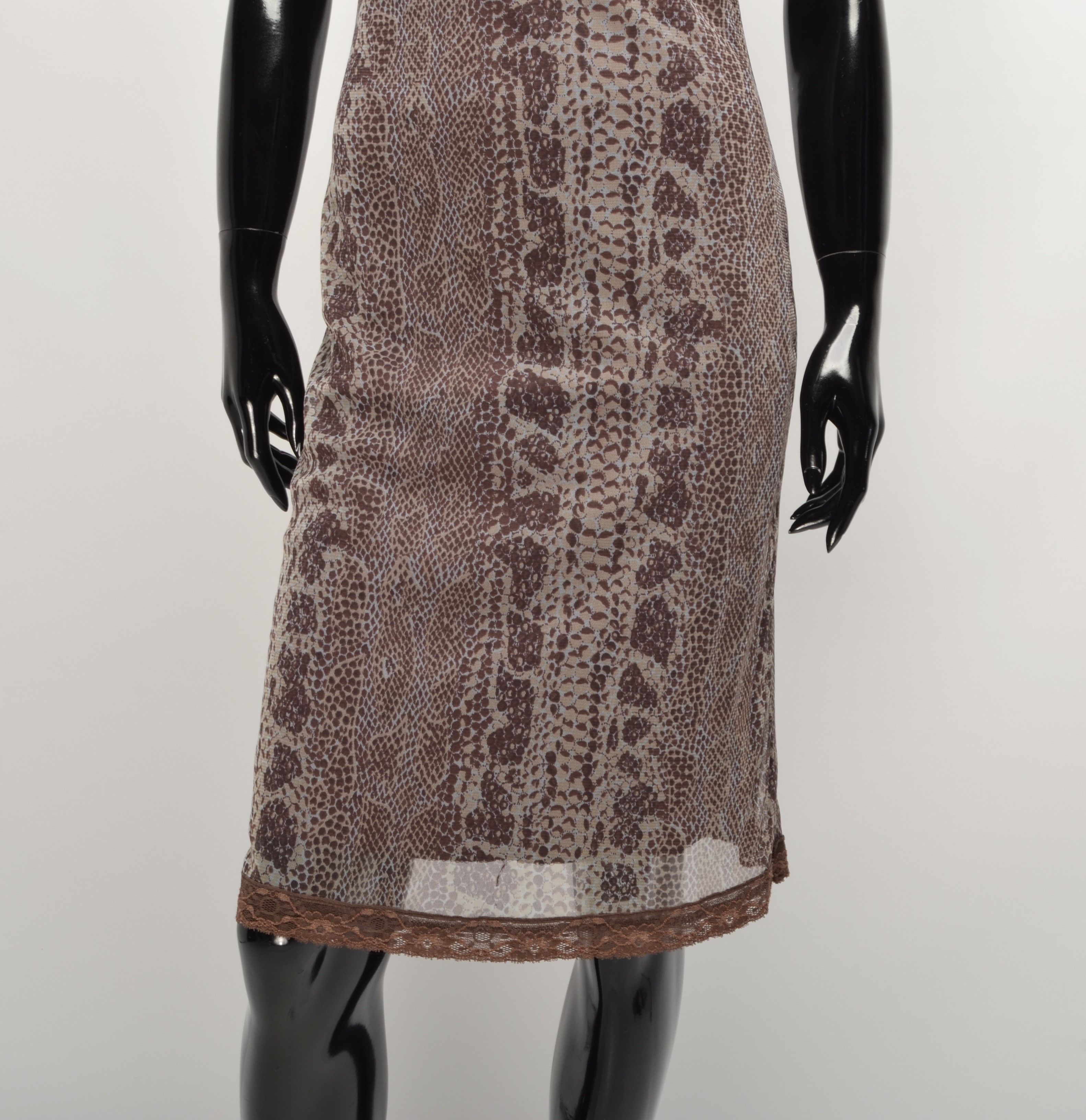 Vintage Vintage NAF NAF Snakeskin Print Y2K Mesh Slip Dress Size S / US 4 / IT 40 - 3 Thumbnail