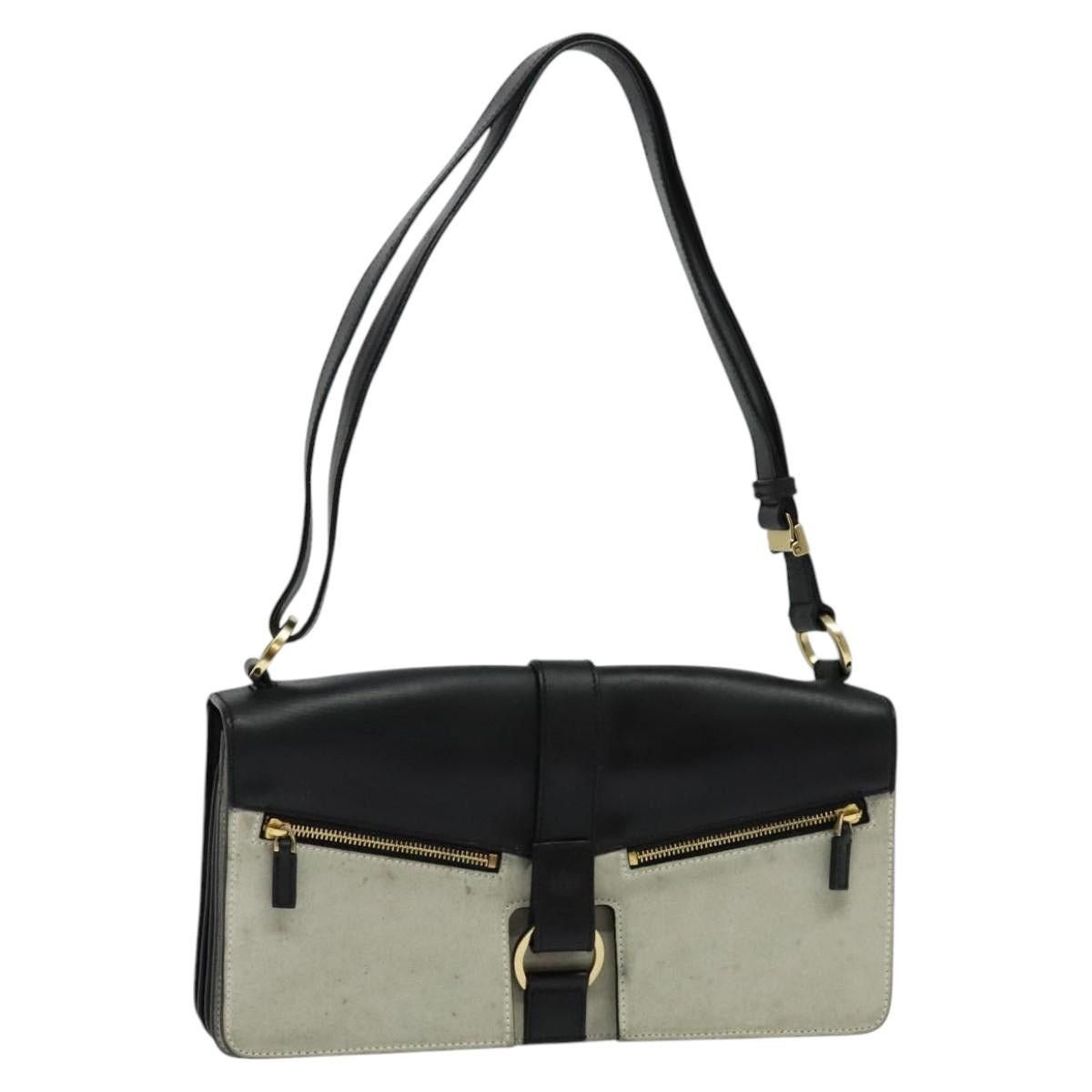 Gucci Shoulder Bag Suede Leather Black Gold, Women's
