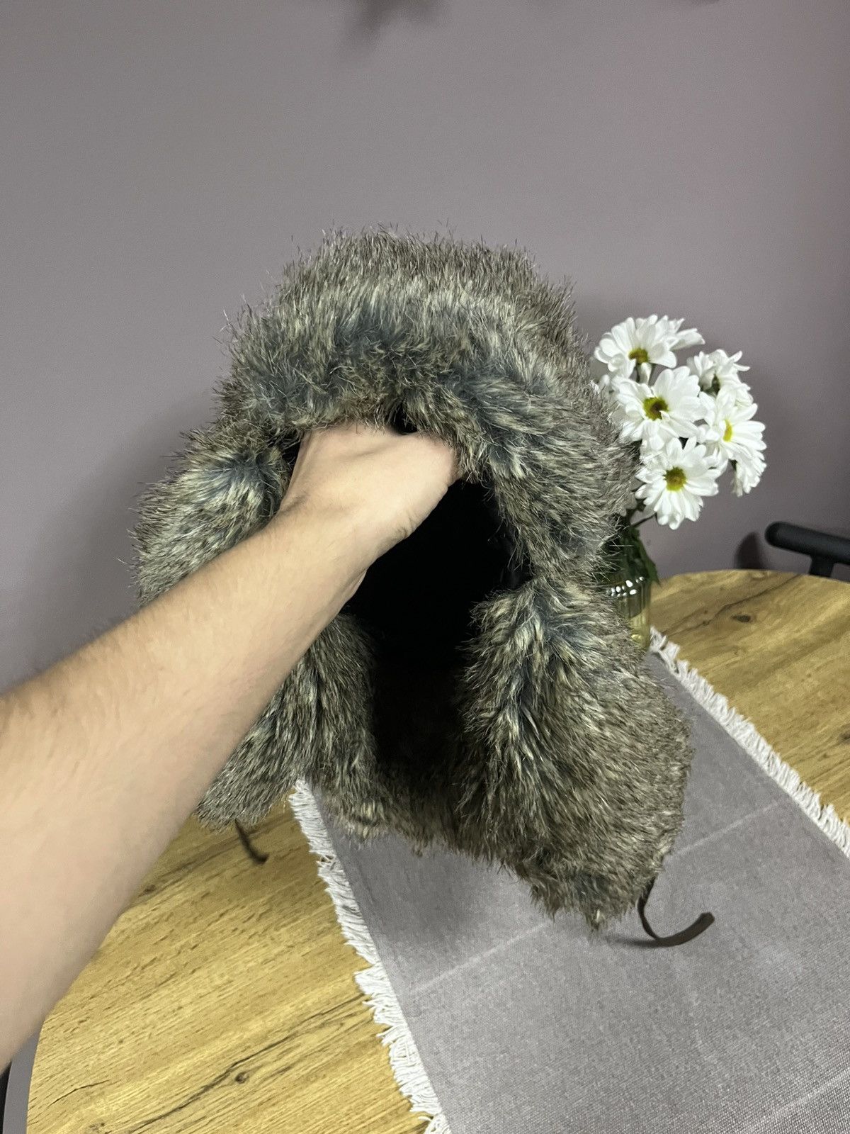 Japanese Brand Ushanka Trapper Hat Furry Mohair Fuzzy Fur Hat Y2K 90s rare Size ONE SIZE - 4 Thumbnail