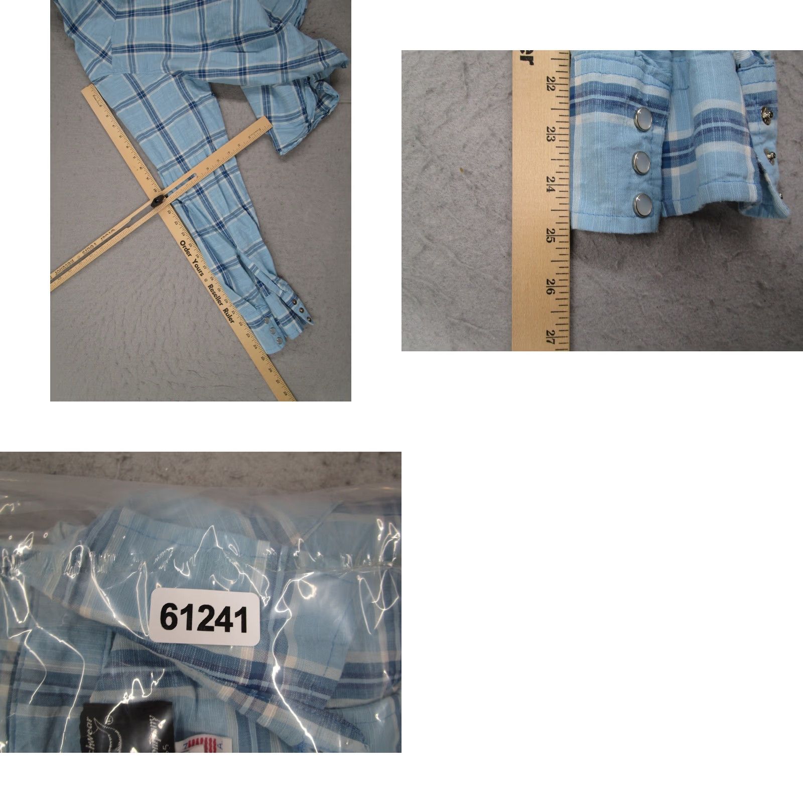 Vintage Flying R Ranchwear Ruddock Mens XXL Blue Plaid Western Pearl Snap Shirt USA Made Size US XXL / EU 58 / 5 - 8 Thumbnail