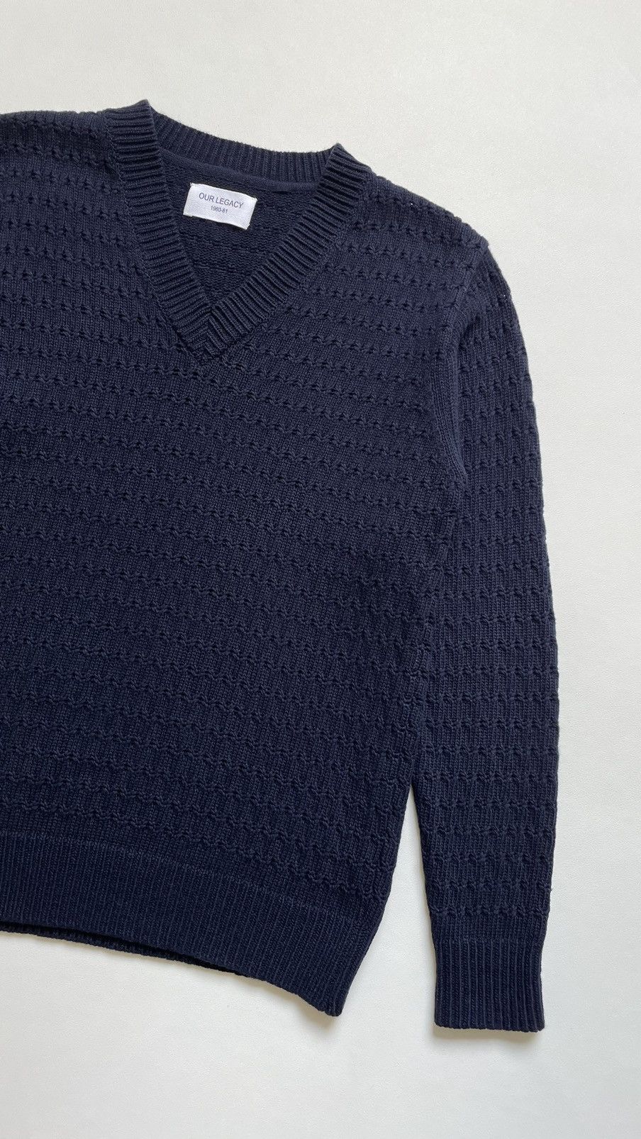 Our Legacy Dark Blue Wool Hole Knit Sweater Size US M / EU 48-50 / 2 - 4 Thumbnail