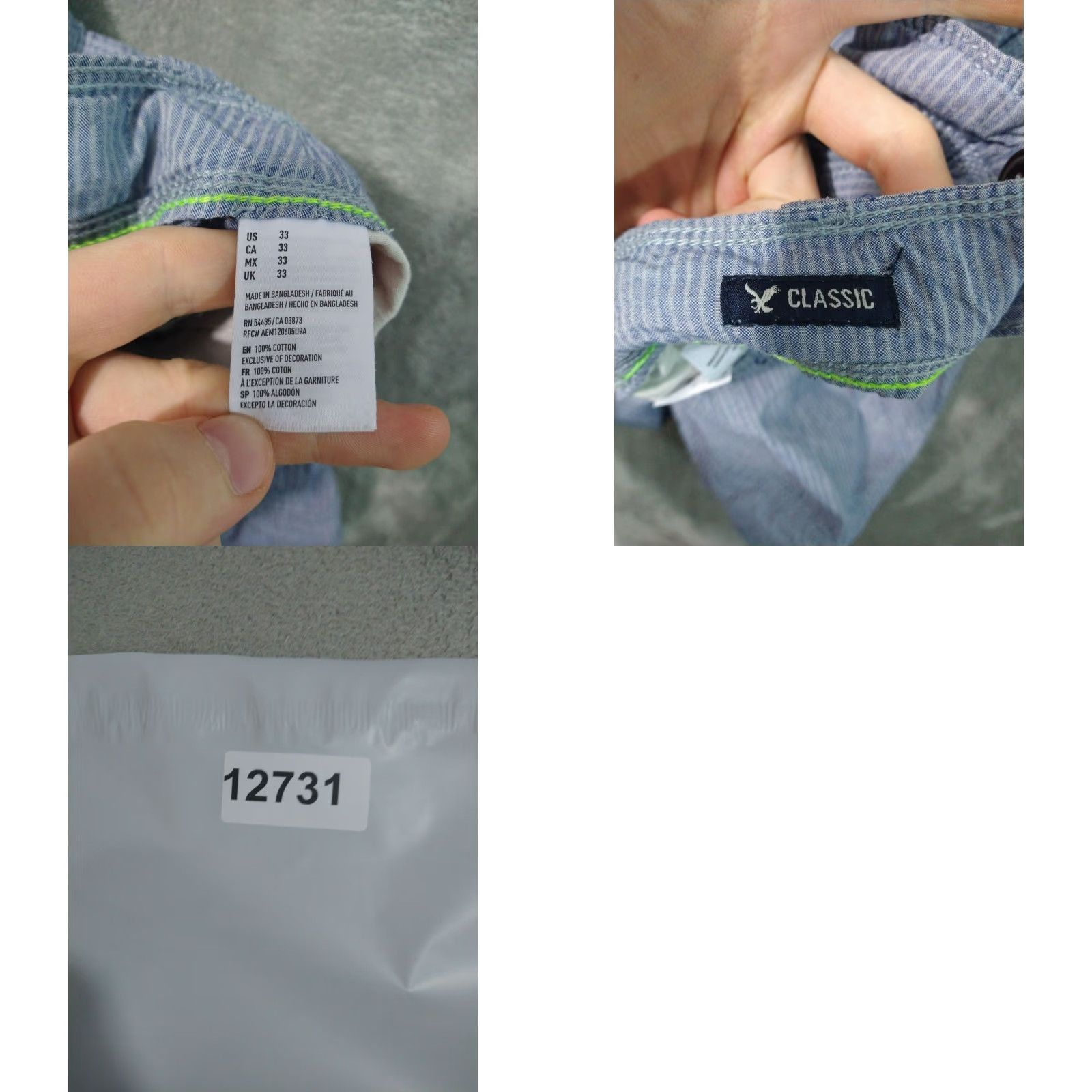 American Eagle Outfitters American Eagle Shorts Mens 33 x 10 Blue Striped Cargo Classic Baggy Mid Rise Size US 33 - 8 Thumbnail