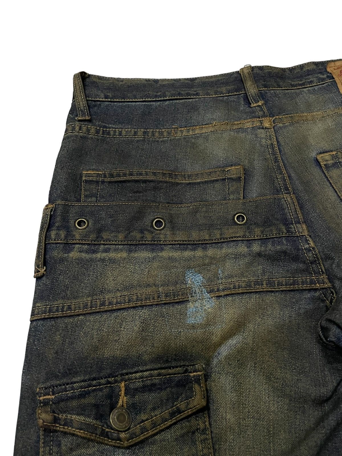 Hysteric Glamour × Levi's × Obelisk Levis 501 Asymmetrical Distressed Piercing Studded Mud Jeans Size US 32 / EU 48 - 23 Thumbnail
