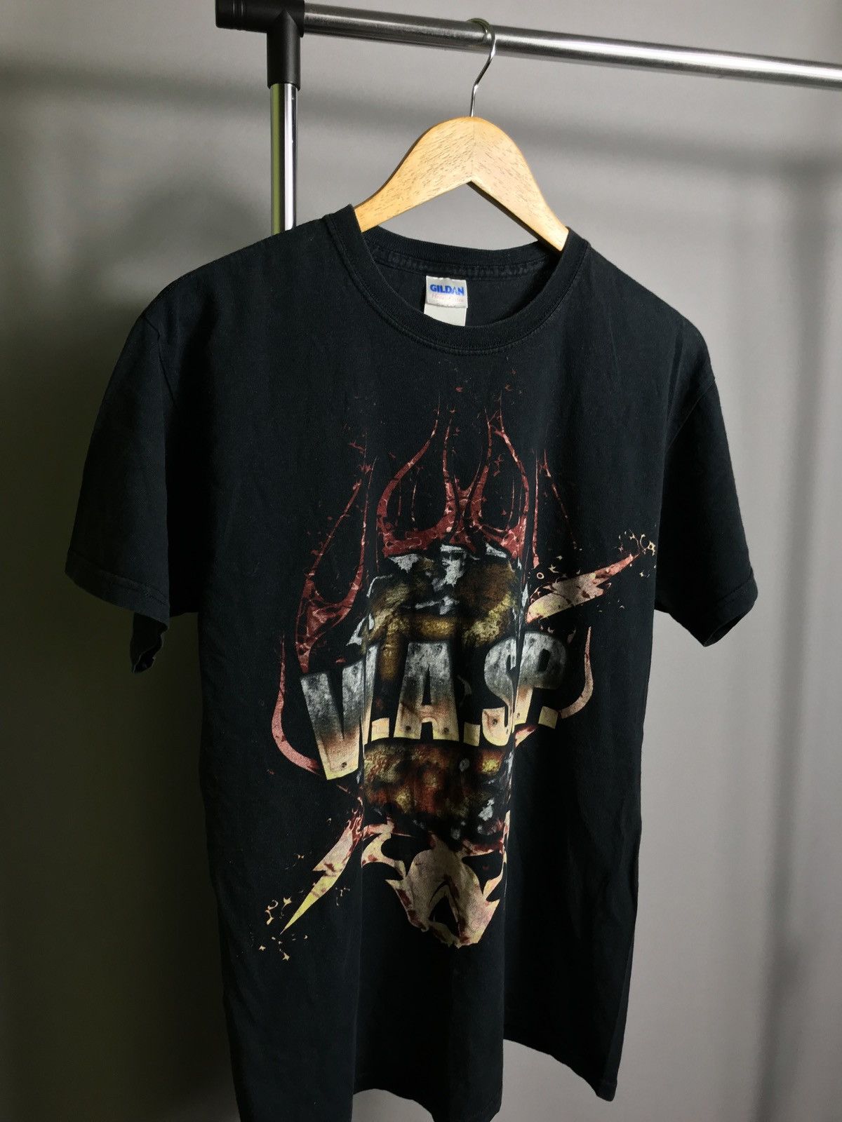 Gildan × Vintage Gildan WASP 30 years of thunder shirt band rock cotton black Size US M / EU 48-50 / 2 - 2 Thumbnail