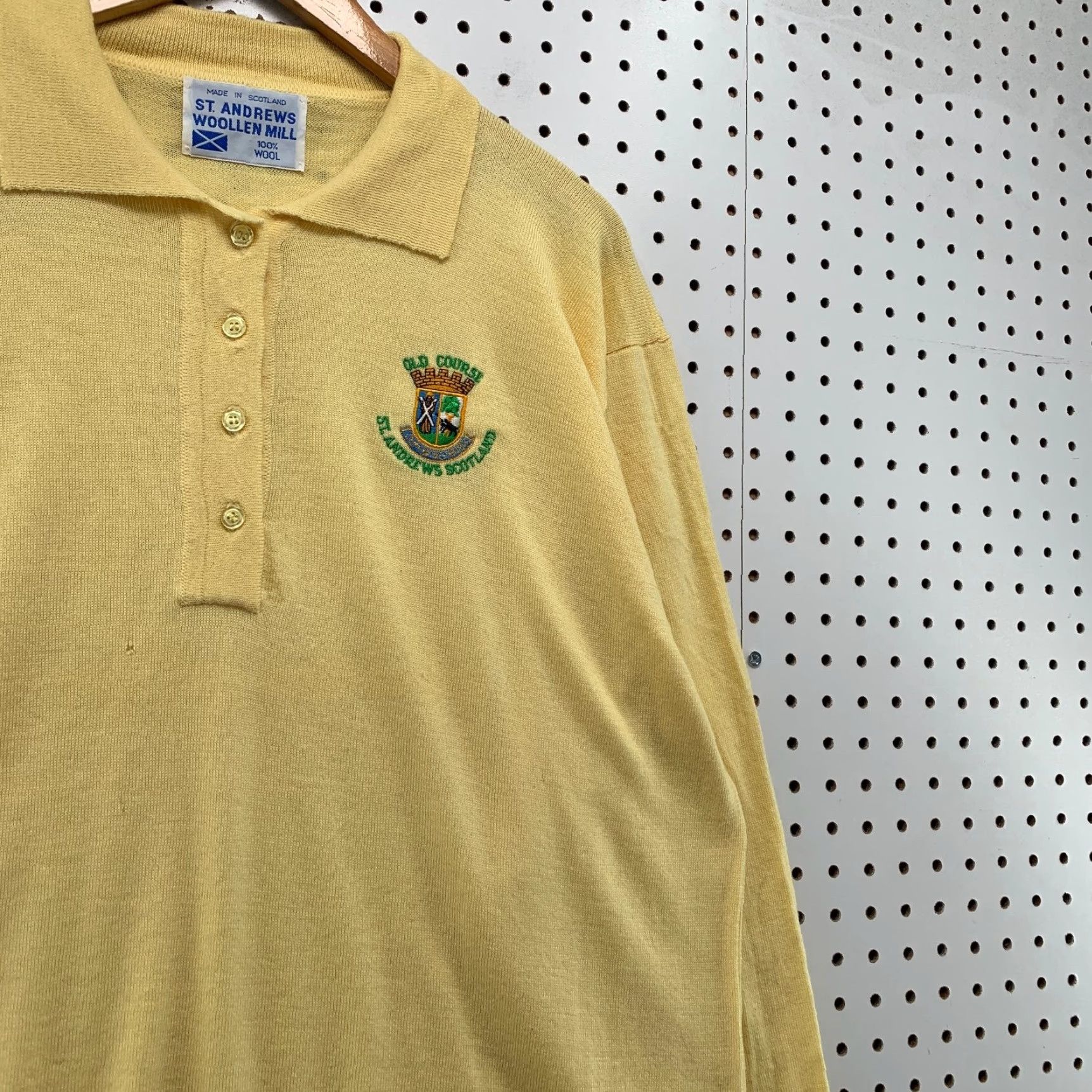 Vintage Vintage St Andrews Woollen Mill Wool Polo Sweater Mens Large Yellow Scotland Size US L / EU 52-54 / 3 - 5 Thumbnail