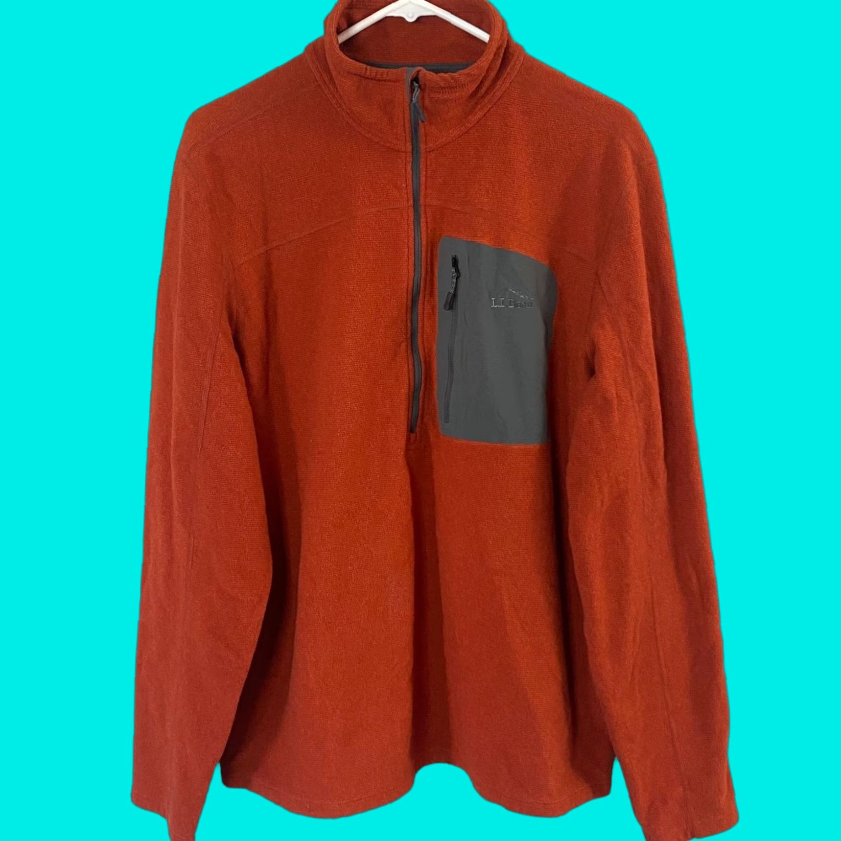 Vintage L.L Bean Half-Zip Sweater Orange Fleece Mock Neck Pullover Mens XL Shirt Size US XL / EU 56 / 4 - 1 Thumbnail