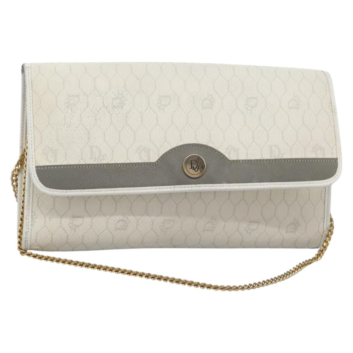 Dior DIOR Honeycomb Canvas Chain Shoulder Bag Pvc Leather White Size ONE SIZE - 1 Thumbnail