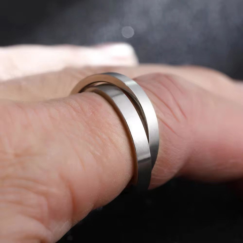 Jewelry Retro punk stainless steel double ring Size ONE SIZE - 2 Thumbnail