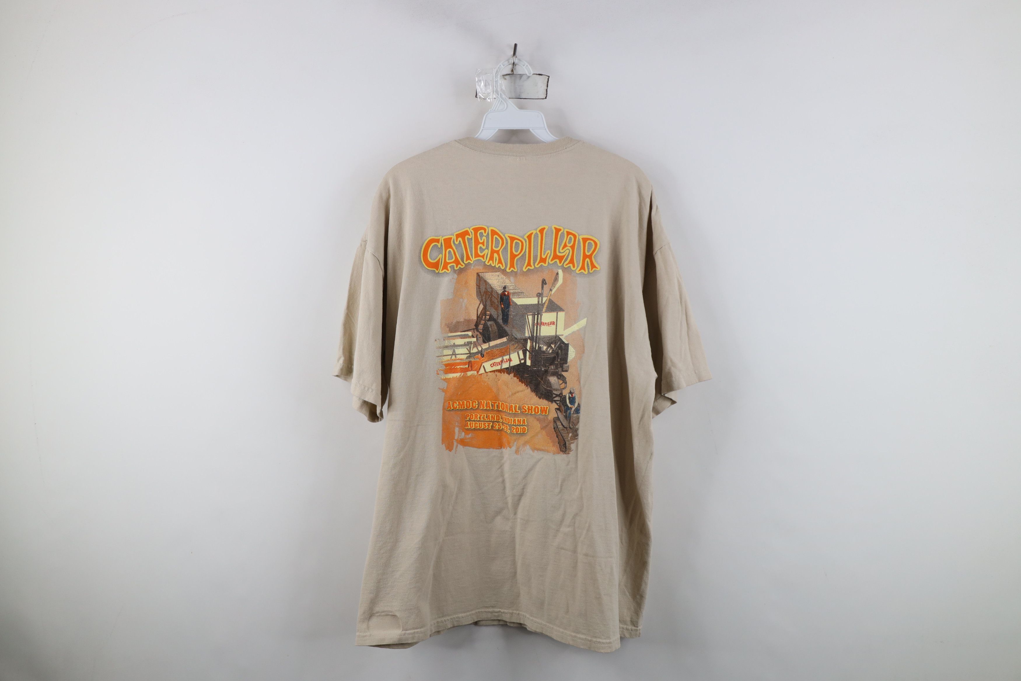 Gildan Vintage Y2K Cat Caterpillar Spell Out Pocket T-Shirt Beige Size US XL / EU 56 / 4 - 11 Thumbnail