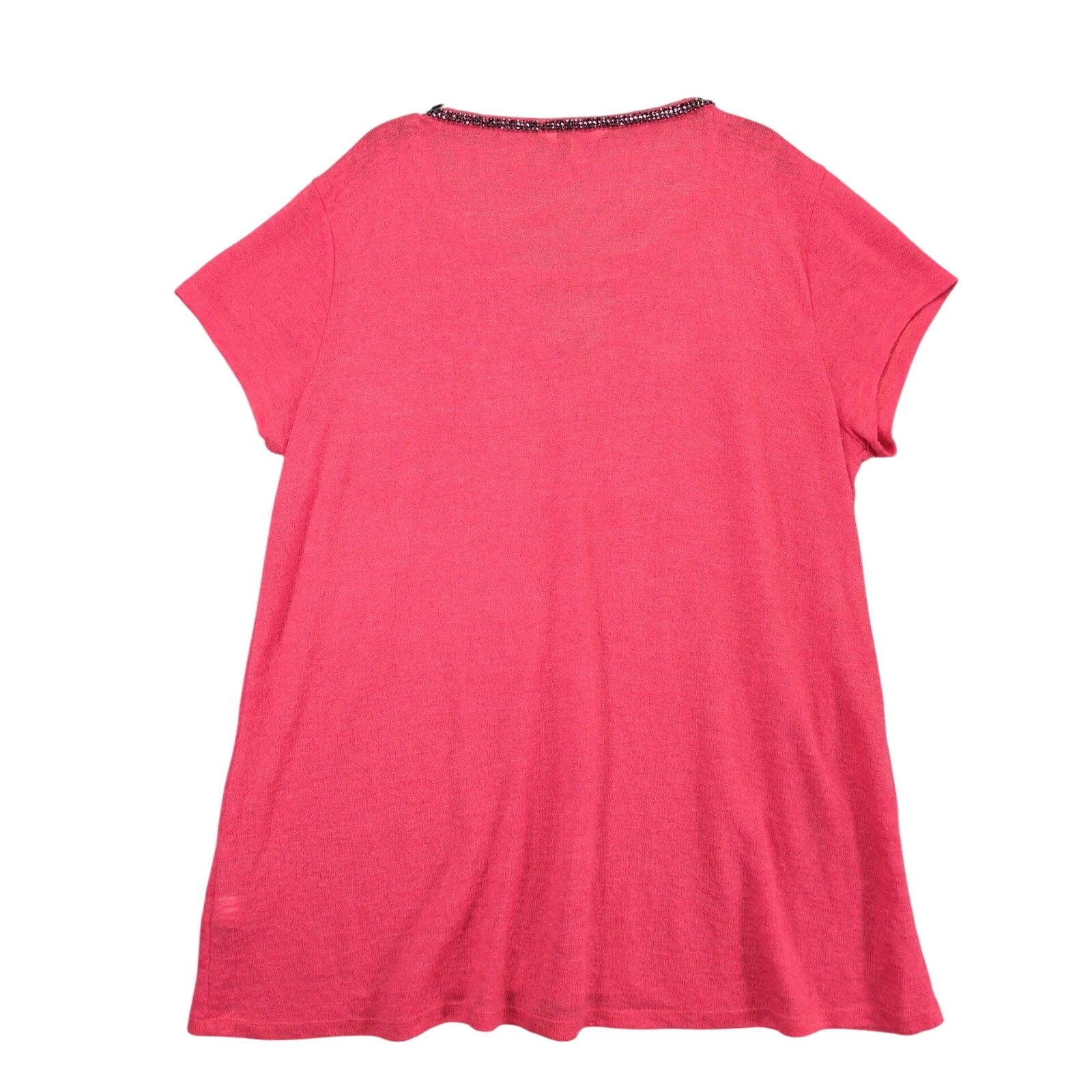 Juicy Couture Juicy Couture Coral Pink Black Rhinestone Keyhole Neck Top Size XL / US 12-14 / IT 48-50 - 2 Thumbnail
