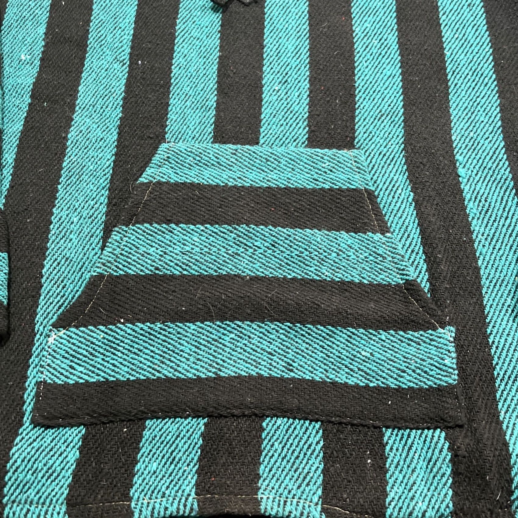 Altea VINTAGE Arti-Lana Hoodie Men XL Pullover Black Teal Striped Beach Hippie Pockets Geometric Tweed Wool Blend Size US XL / EU 56 / 4 - 3 Thumbnail