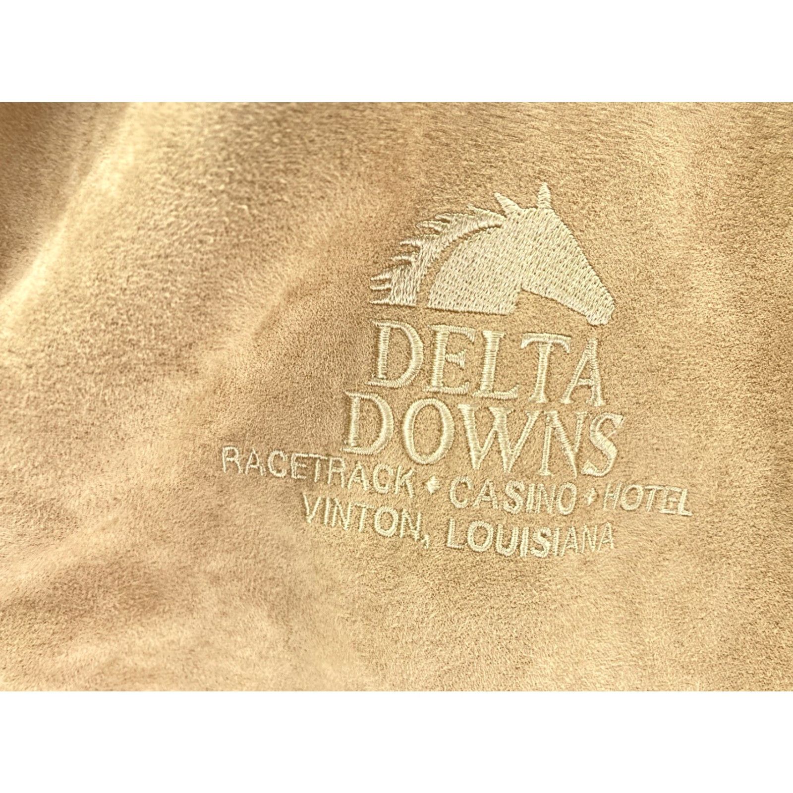 Delta Delta Downs Racetrack Jacket Men XL Beige Full Zip Microfiber Horse Racing VTG Size US XL / EU 56 / 4 - 4 Thumbnail