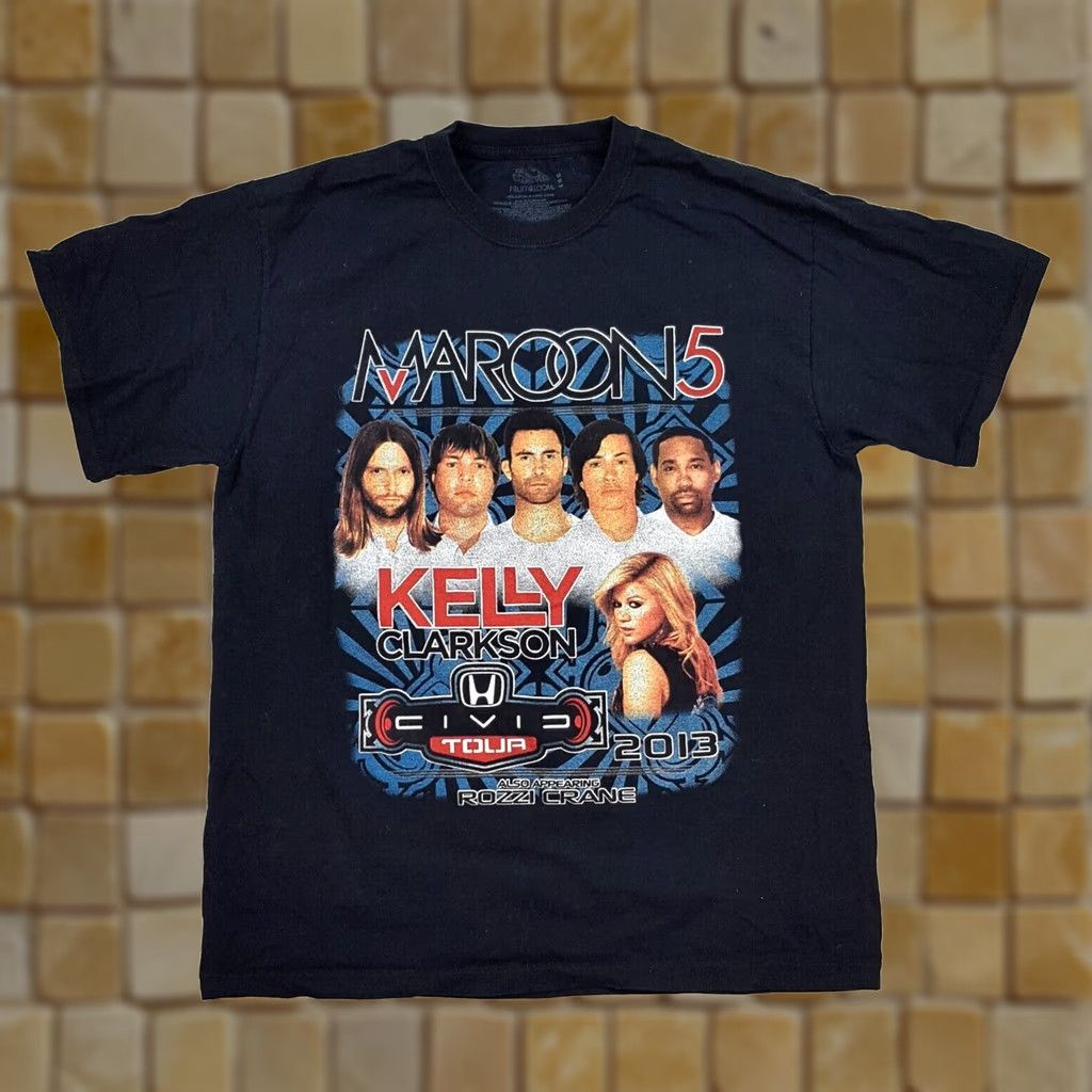 Fruit Of The Loom VINTAGE Maroon 5 Kelly Clarkson Size M Band Rock T Shirt Music Black Tour Size US M / EU 48-50 / 2 - 1 Thumbnail