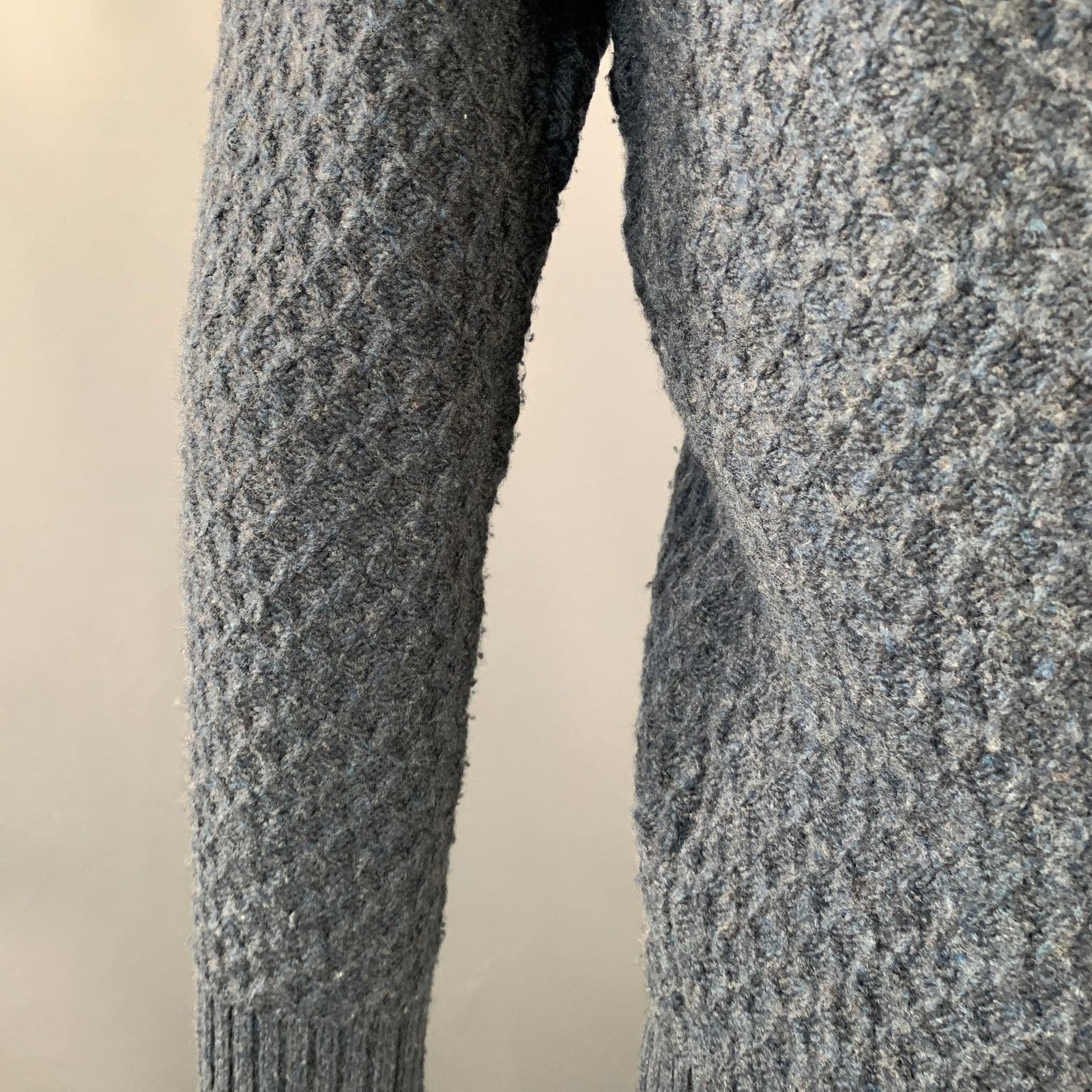Other Size M Blue Grey Diamond Cable Knit Wool Crew Neck Sweater Size US M / EU 48-50 / 2 - 5 Thumbnail