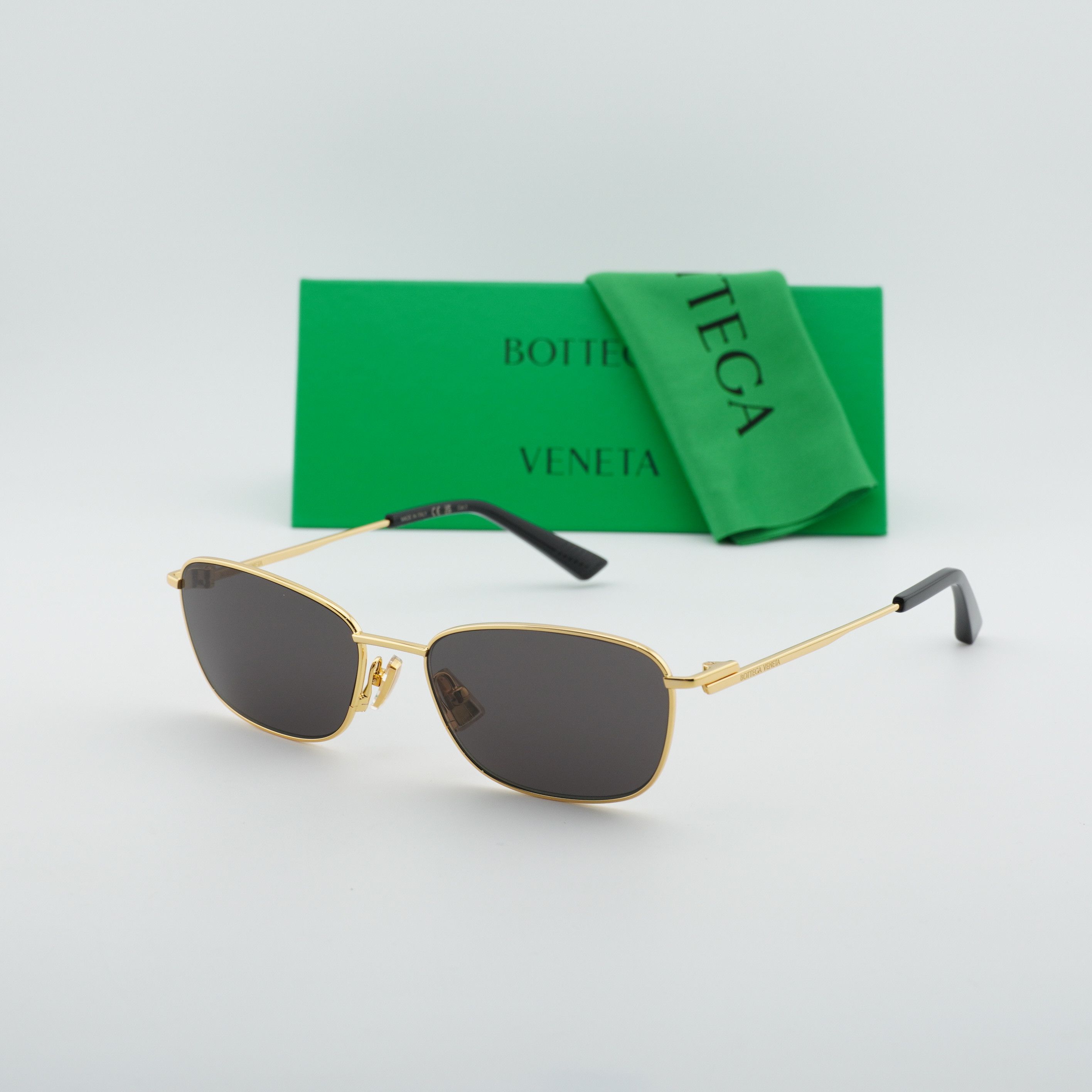 Bottega Veneta Bottega Veneta BV1300S 001 Sunglasses Gold Rectangle Frame Size ONE SIZE - 10 Thumbnail