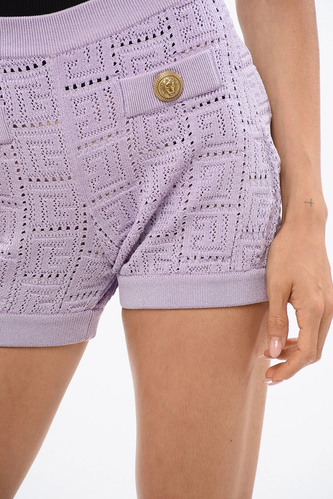Balmain og1mm0326 Crochet Short in Purple Size 30" / US 8 / IT 44 - 3 Thumbnail