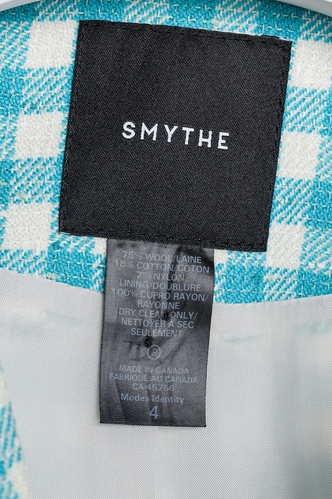 SMYTHE Smythe SS/22 Aqua Check Pouf Sleeve One Button Blazer Size S / US 4 / IT 40 - 4 Thumbnail
