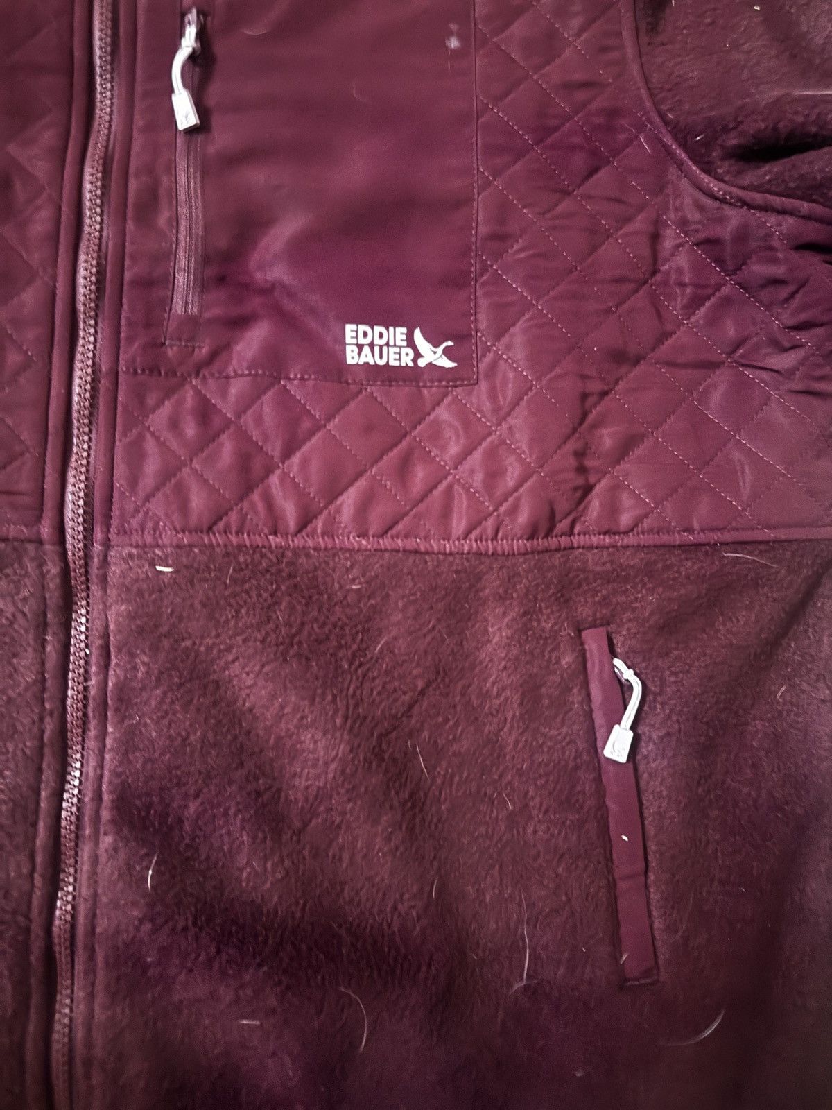 Eddie Bauer *XXL* Eddie Bauer Burgundy ZipUp Fleece w/ Zipper Pockets Size US XXL / EU 58 / 5 - 2 Thumbnail