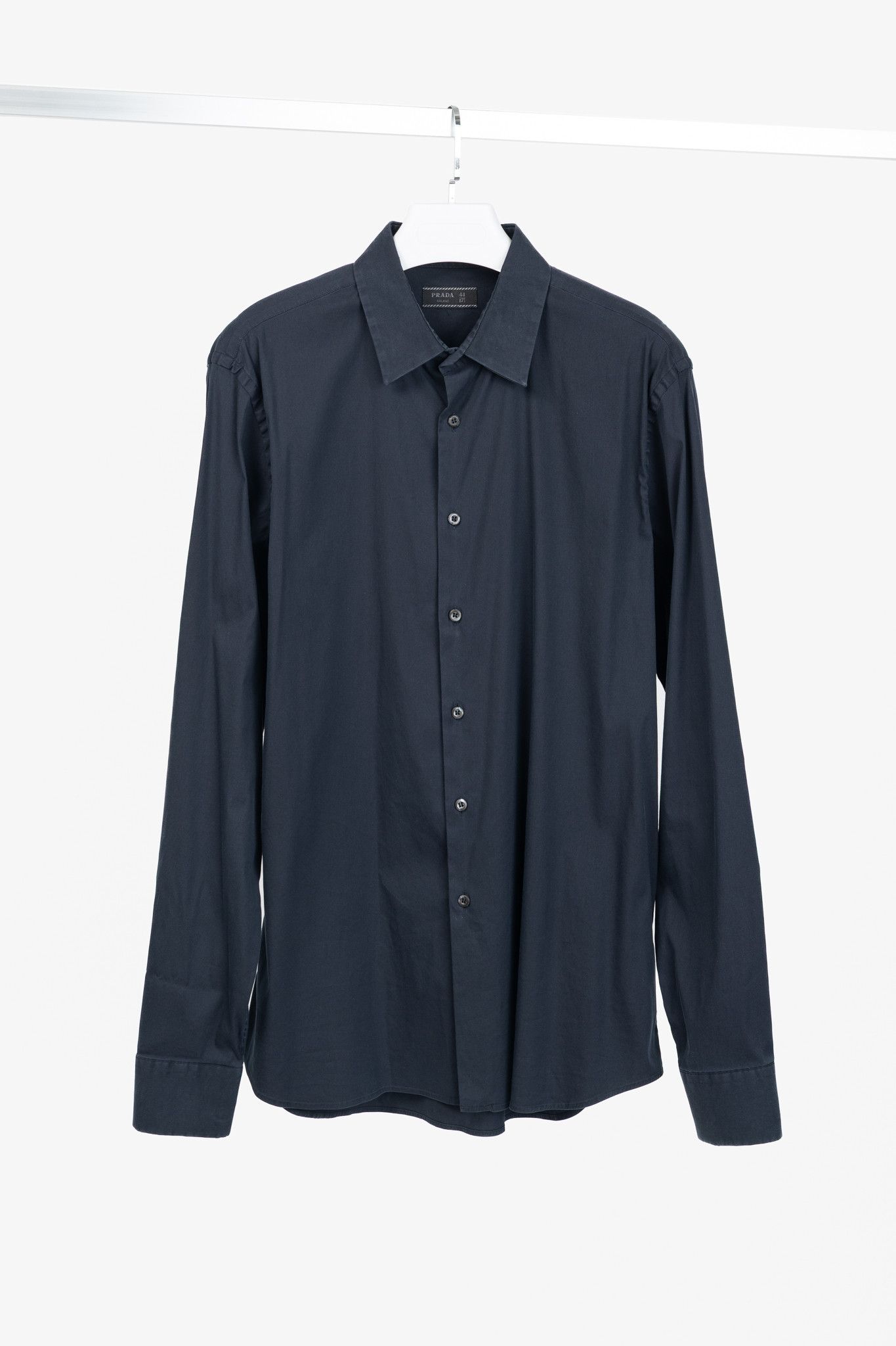 Prada Prada Navy Cotton-Poplin Buttoned Shirt Size US XL / EU 56 / 4 - 1 Thumbnail