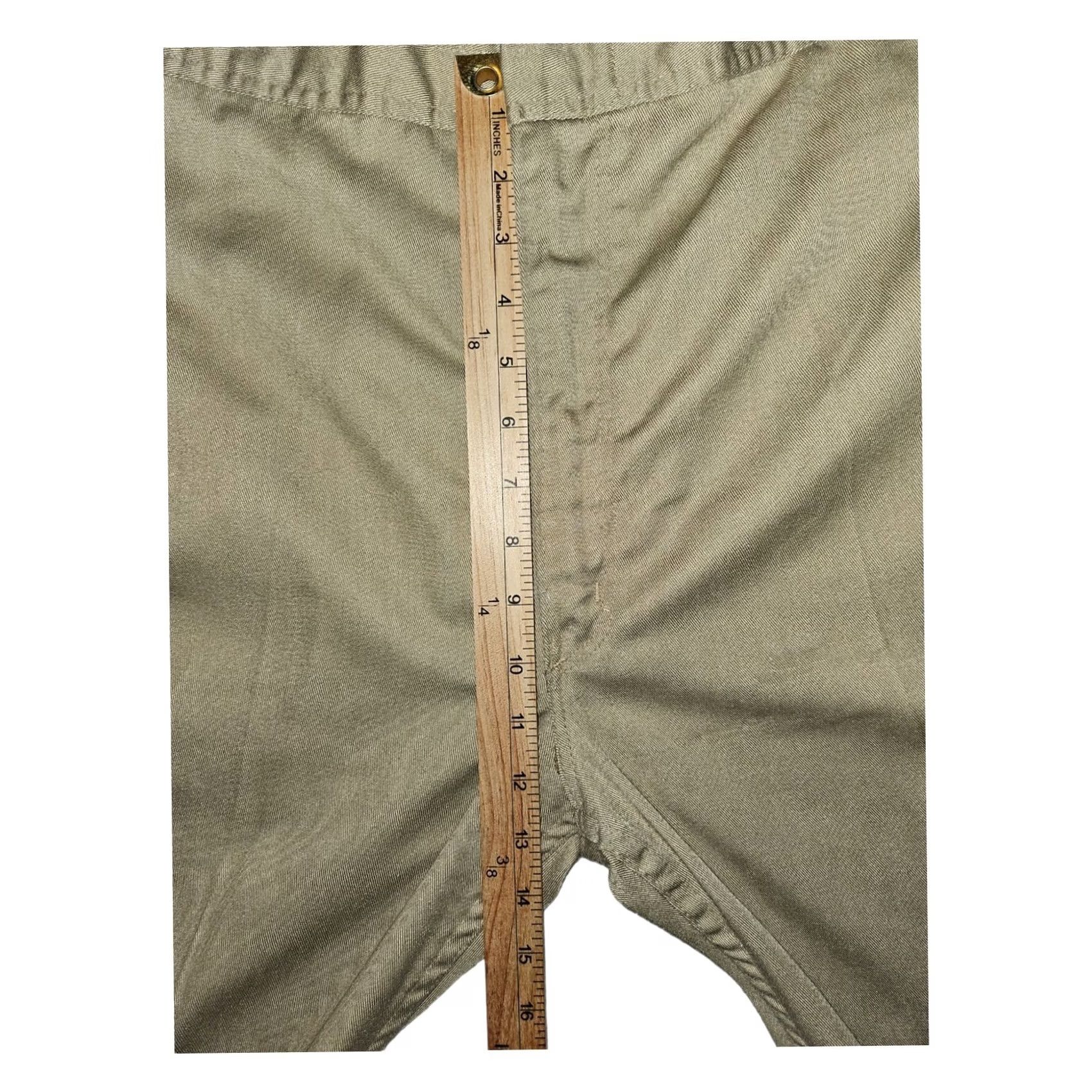 Wrangler VINTAGE Wrangler Pants Men's 40 Medium Khaki Chino High Rise Hook & Eye Bootcut Regular Wide Leg Mens Beige 80s 90s USA Charms Comfort Pockets Size US 40 / EU 56 - 4 Thumbnail