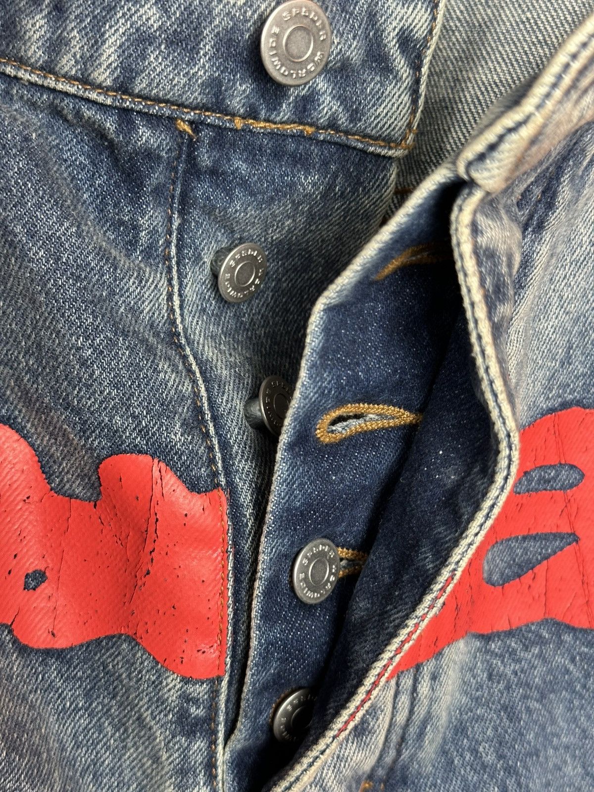 Sp5der Spider Worldwide “Spider” V3 Indigo Denim Jeans Size US 32 / EU 48 - 9 Thumbnail