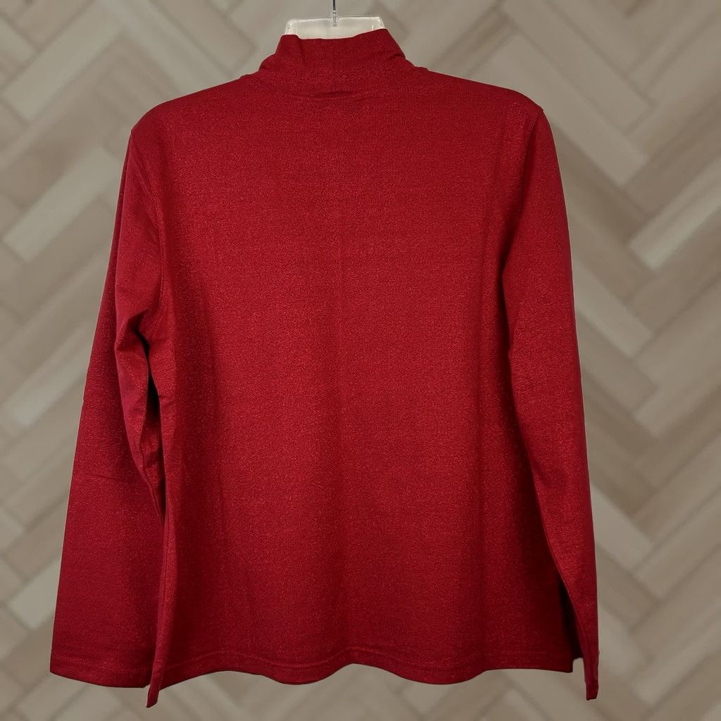 Talbots Talbots Mock Neck Top Womens Large Petite Red Sparkle Christmas Winter Holiday Size L / US 10 / IT 46 - 1 Thumbnail