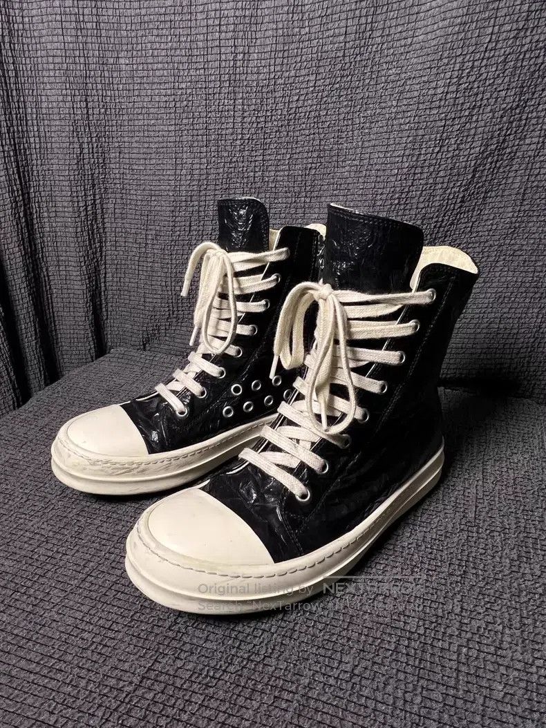 Rick Owens Rick Owens 25SS paper foil multi-hole high-top sneaker wit Size US 13 / EU 46 - 1 Thumbnail