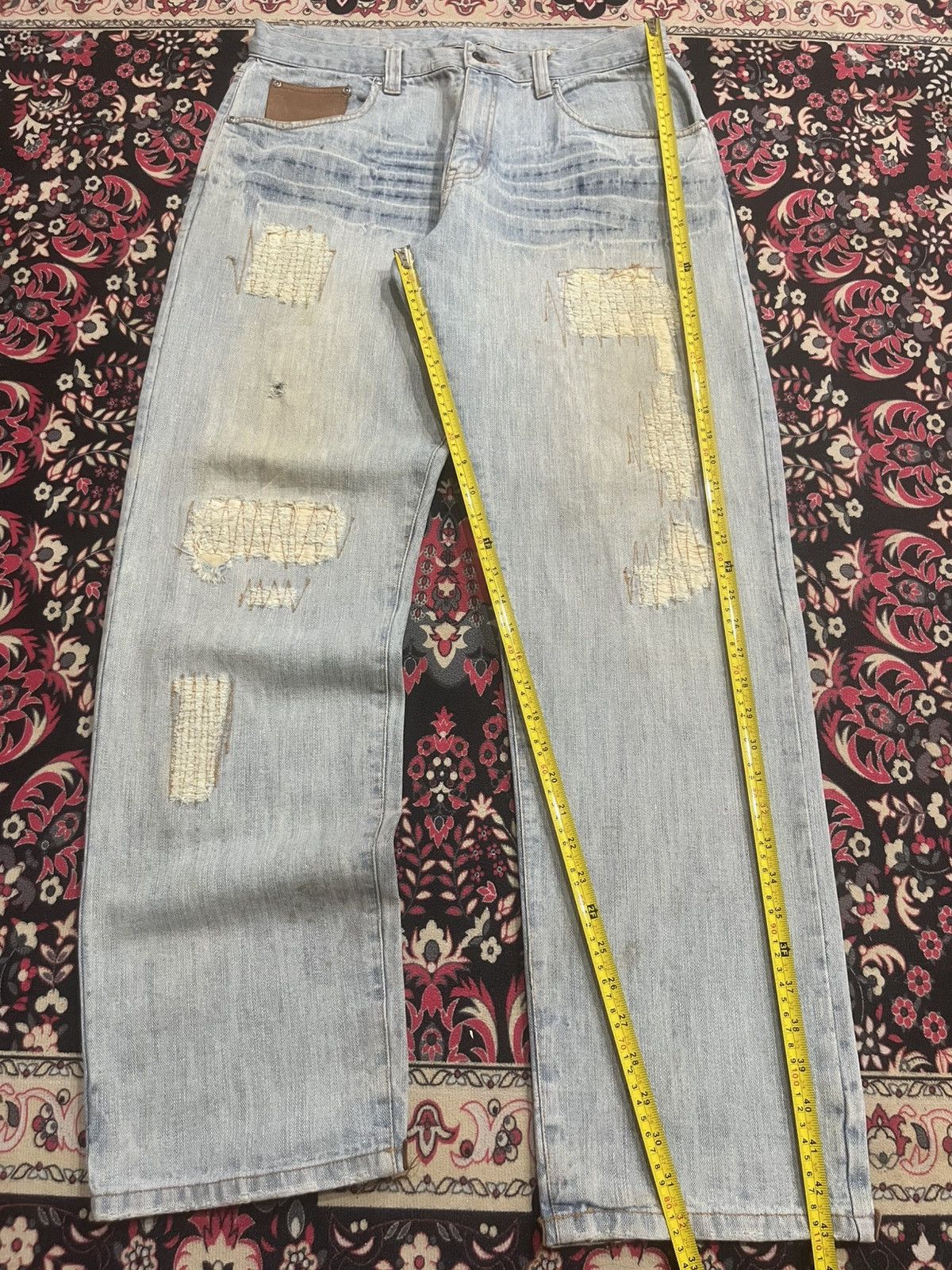 Japanese Brand Vintage Fourseason Light Blue Whisker Distressed Grunge Jean Size US 33 - 10 Thumbnail