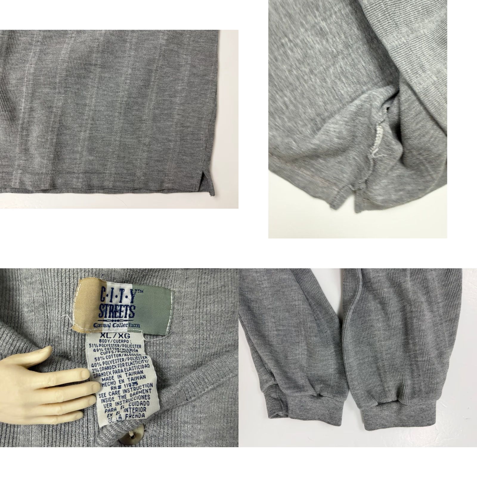 Vintage VINTAGE City Streets Henley Shirt Mens XL Oversized Heavyweight Grunge 90s 50s Bohemian Hippie Hipster Outdoor Gray Size US XL / EU 56 / 4 - 9 Thumbnail
