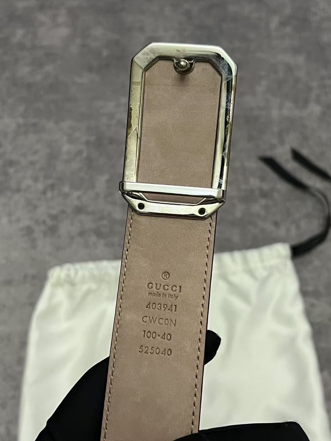 Gucci Gucci square frame black relief embossed old flower belt Size ONE SIZE - 3 Thumbnail
