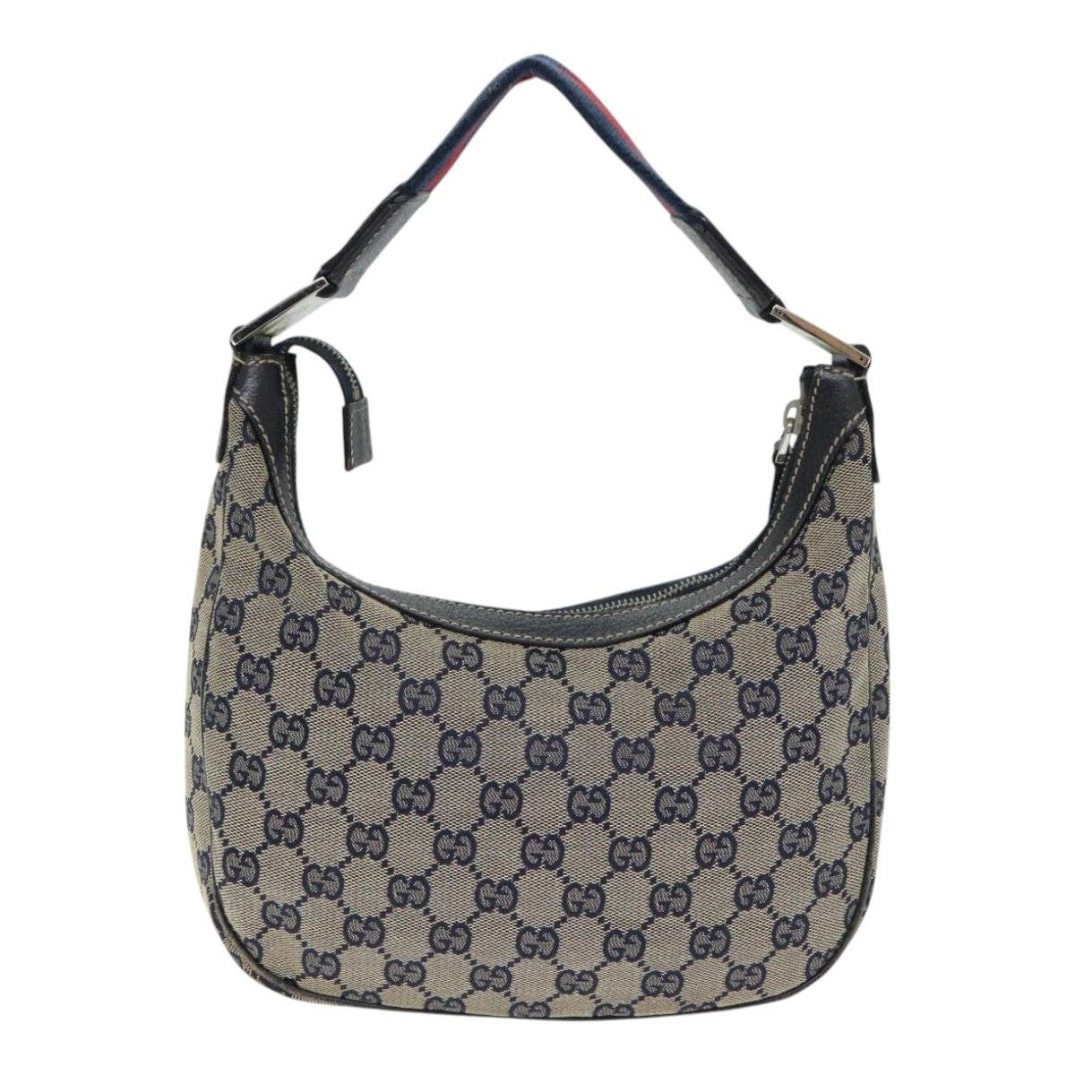 Gucci GUCCI GG Canvas Sherry Line Hand Bag Navy Silver Red Size ONE SIZE - 3 Thumbnail