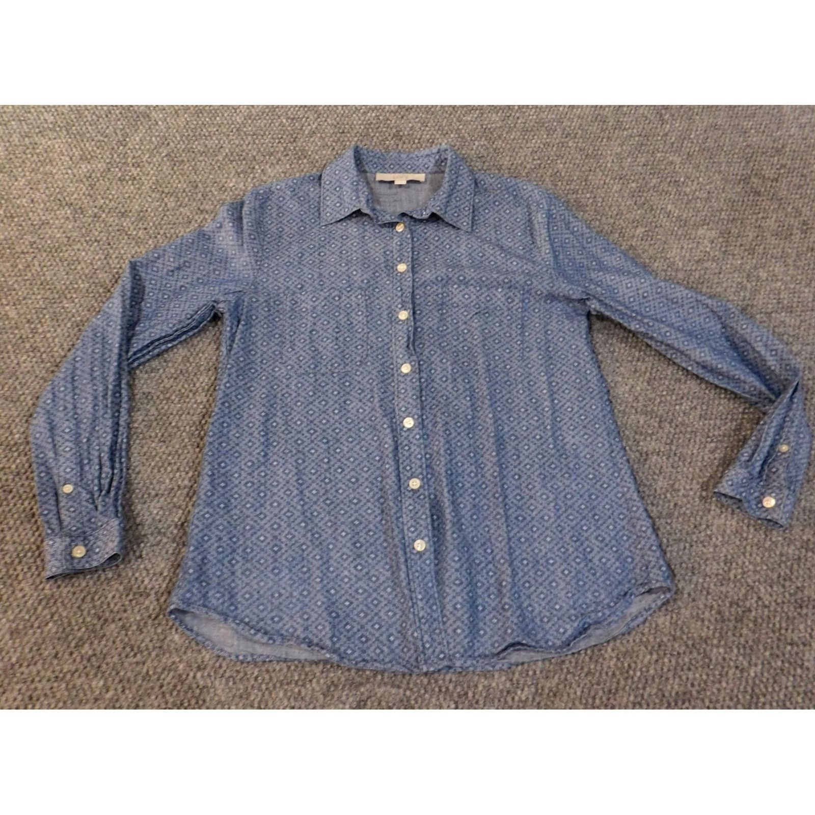Ann Taylor Ann Taylor Loft Shirt Women Small Blue Plaid Button-Up Casual Long Sleeve breathable 100% Cotton Button-Up Top Size S / US 4 / IT 40 - 2 Thumbnail