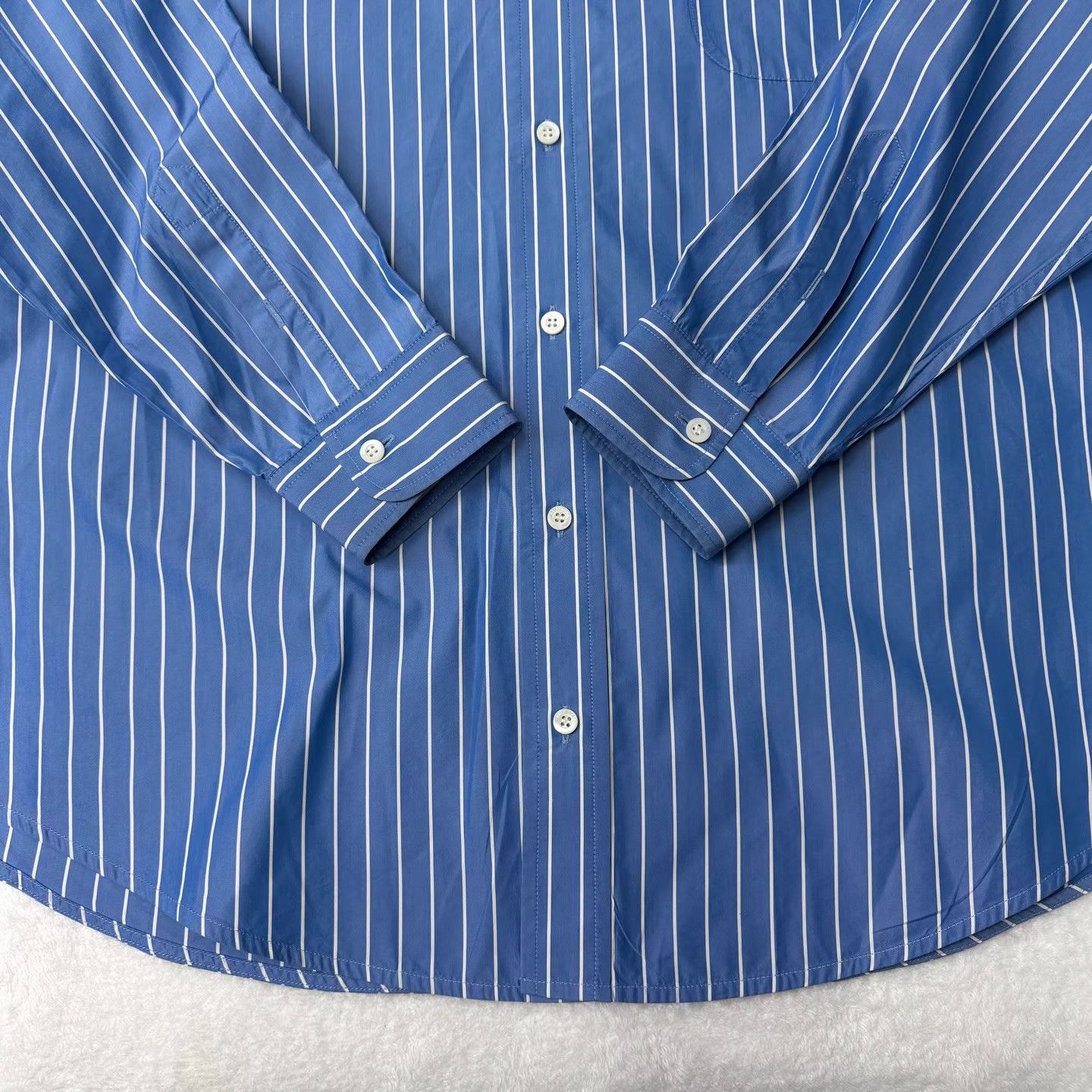 Balenciaga BALENCIAGA Blue & White Striped Shirt Q10 Size US XL / EU 56 / 4 - 3 Thumbnail