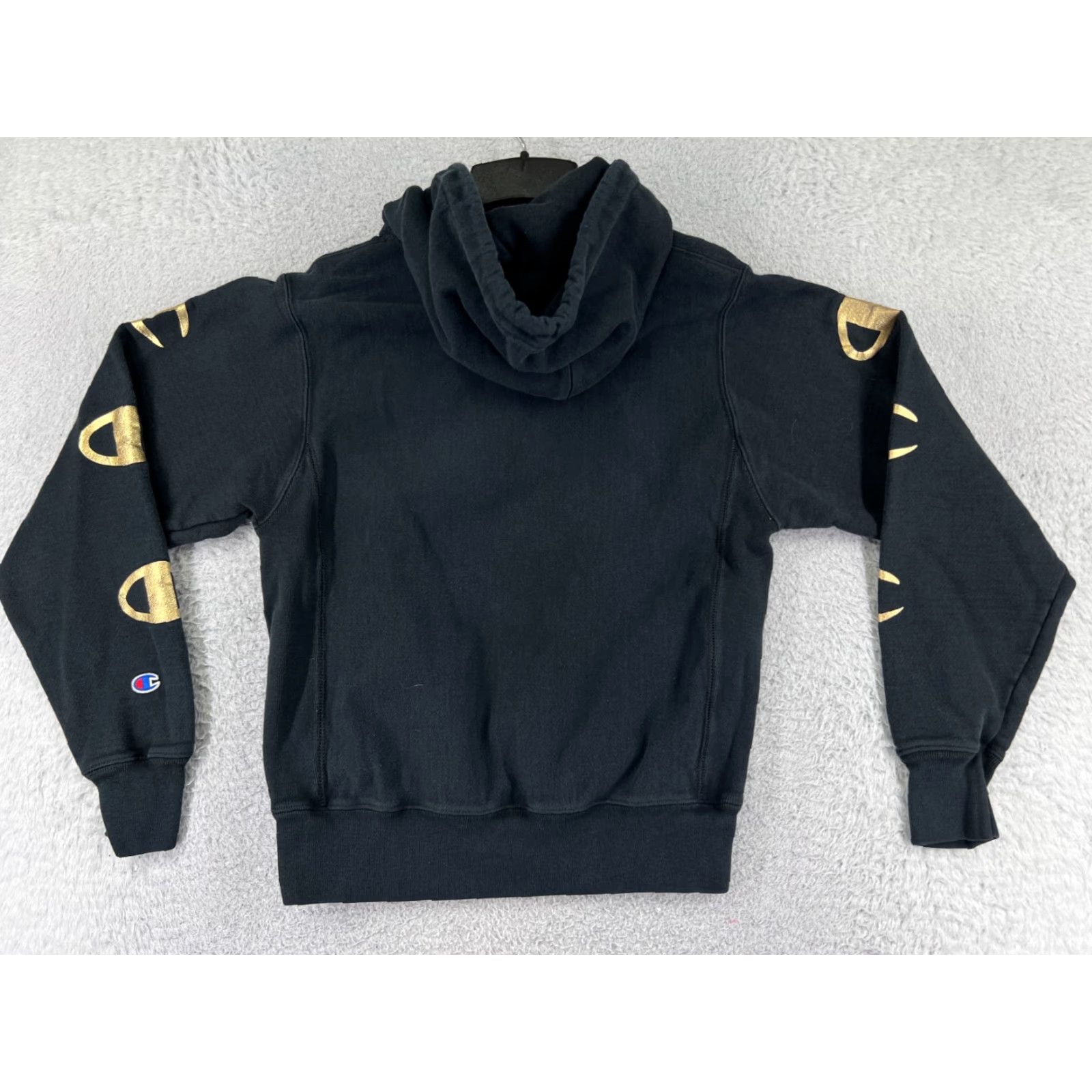 Champion Champion Hoodie Men Adult Small Black Reverse Weave Sweatshirt Logo Pullover Regular Cotton Blend Jersey Knit Size US S / EU 44-46 / 1 - 2 Thumbnail