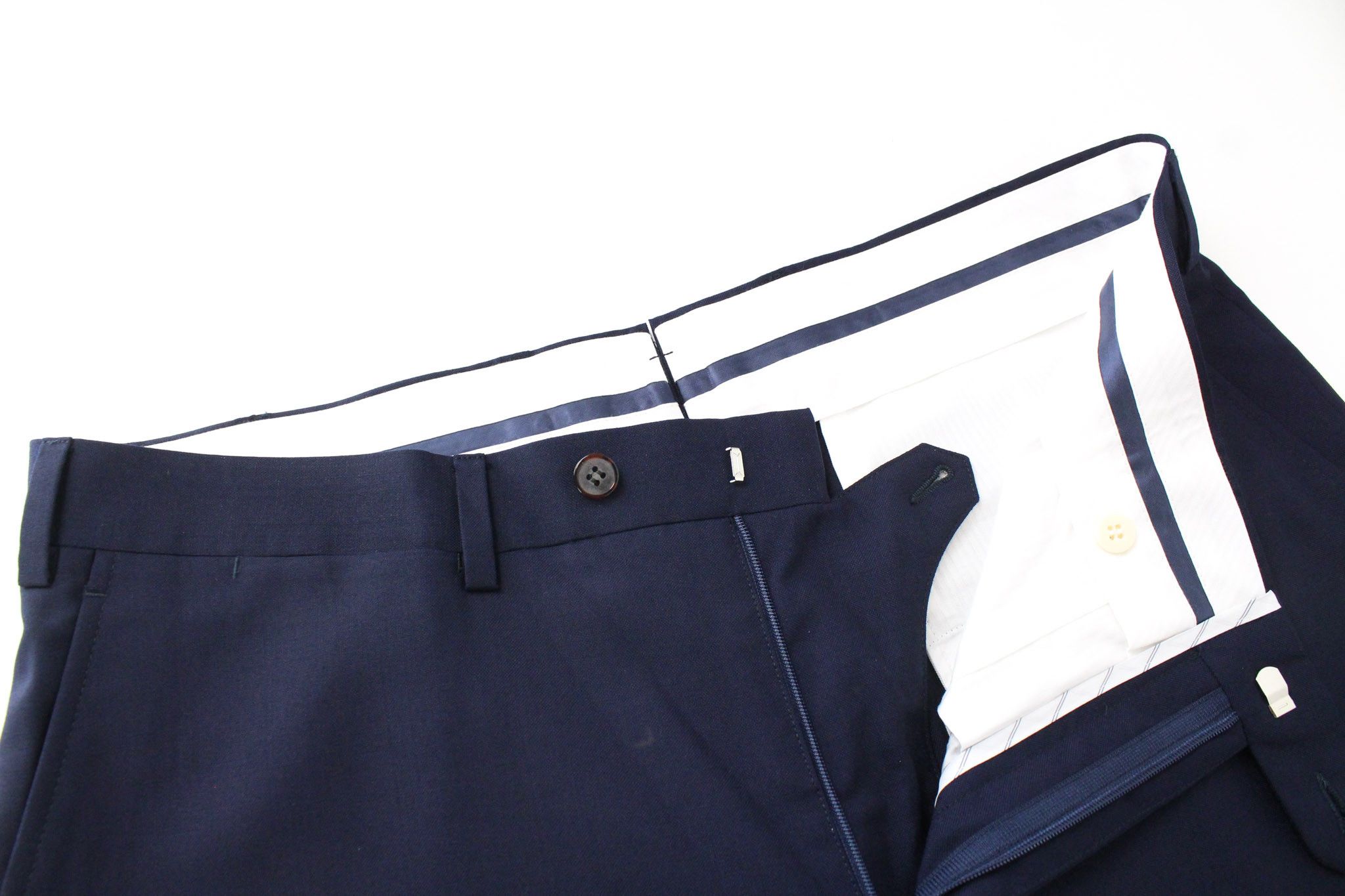 Suitsupply BRESCIA UK42S Blue Wool Flat-Front Trousers 67696 Size US 42 / EU 58 - 4 Thumbnail