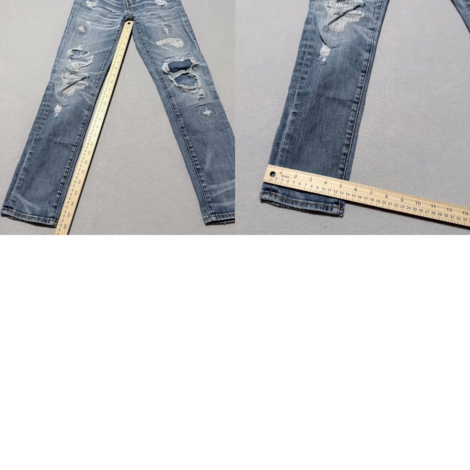 American Eagle Outfitters American Eagle Jeans Women Blue Denim Patched Distressed Slim Straight 28x28 - 28x28 Denim Jeans Women Size 28" / US 6 / IT 42 - 9 Thumbnail