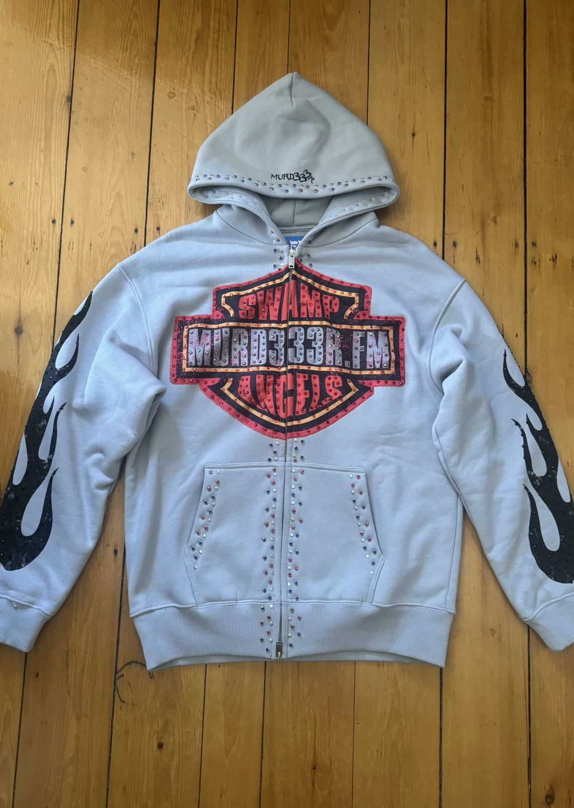 murd333r.fm MFM Chopp333r Rhinestone Hoodie | Grailed