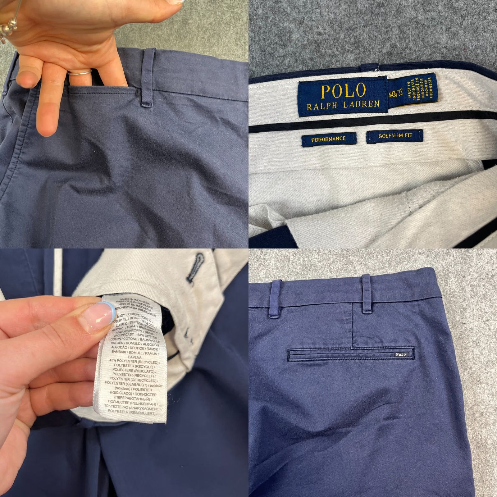 Polo Ralph Lauren Polo Ralph Lauren Slim Fit Chino Trousers Straight Leg 40 Blue Men’s Pants 5-Pocket Casual Workwear Size US L / EU 52-54 / 3 - 8 Thumbnail