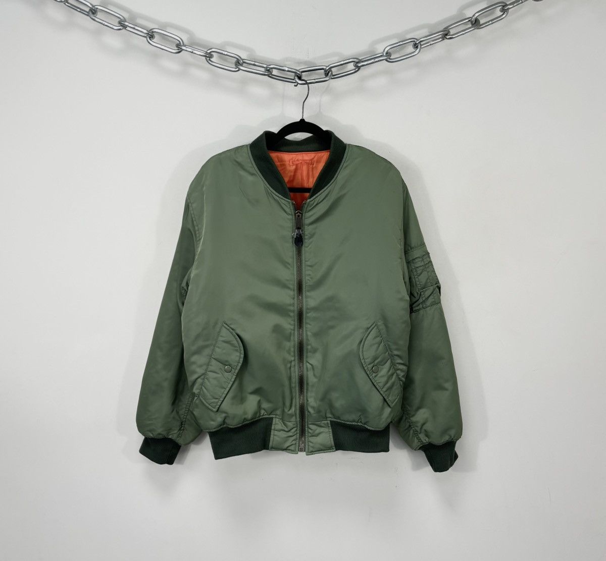 Vintage Vintage MA-1 Olive Green Reversible Flight Bomber Jacket Size US M / EU 48-50 / 2 - 1 Thumbnail