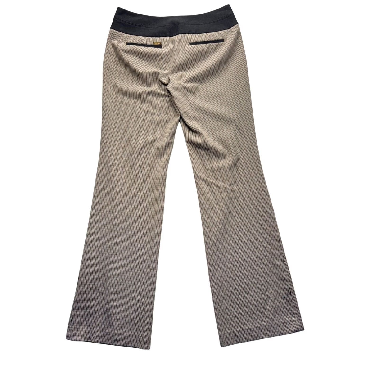 Express Express Editor Wide Leg Pants Womens 6L Beige Black Houndstooth Dress Pants Vintage No Size 28" / US 6 / IT 42 - 2 Thumbnail